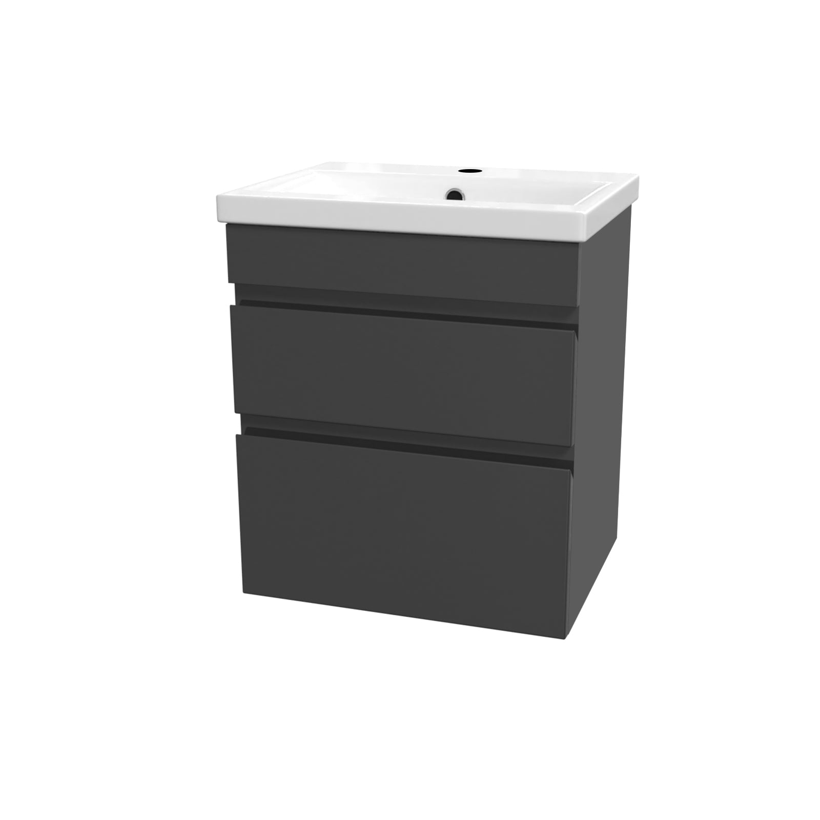 Alaska 500mm PVC 2 Drawers Dark Grey Wall Hung Vanity Cabinet and Basin