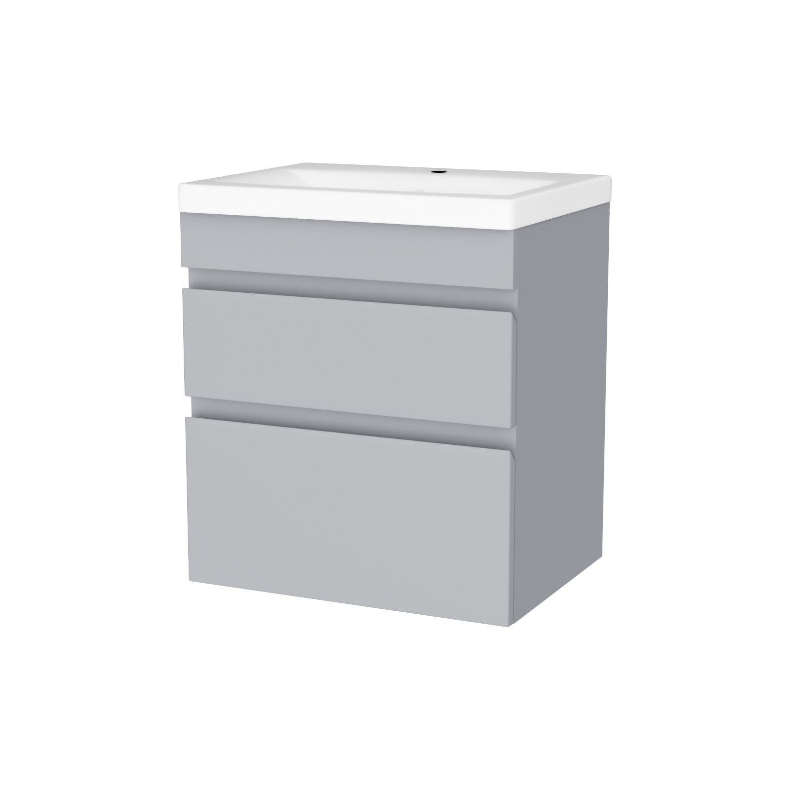 Alaska Wall Hung Matte Grey 500mm PVC 2 Drawers Vanity Unit & Basin Sink
