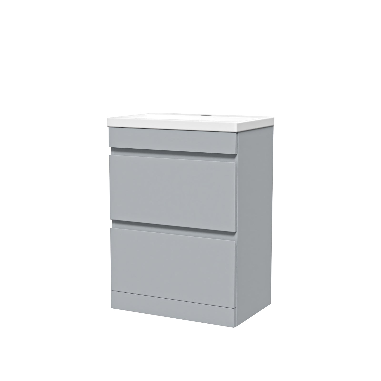 Alaska Matte Grey 600mm PVC 2 Drawer Floorstanding Vanity Cabinet and Basin