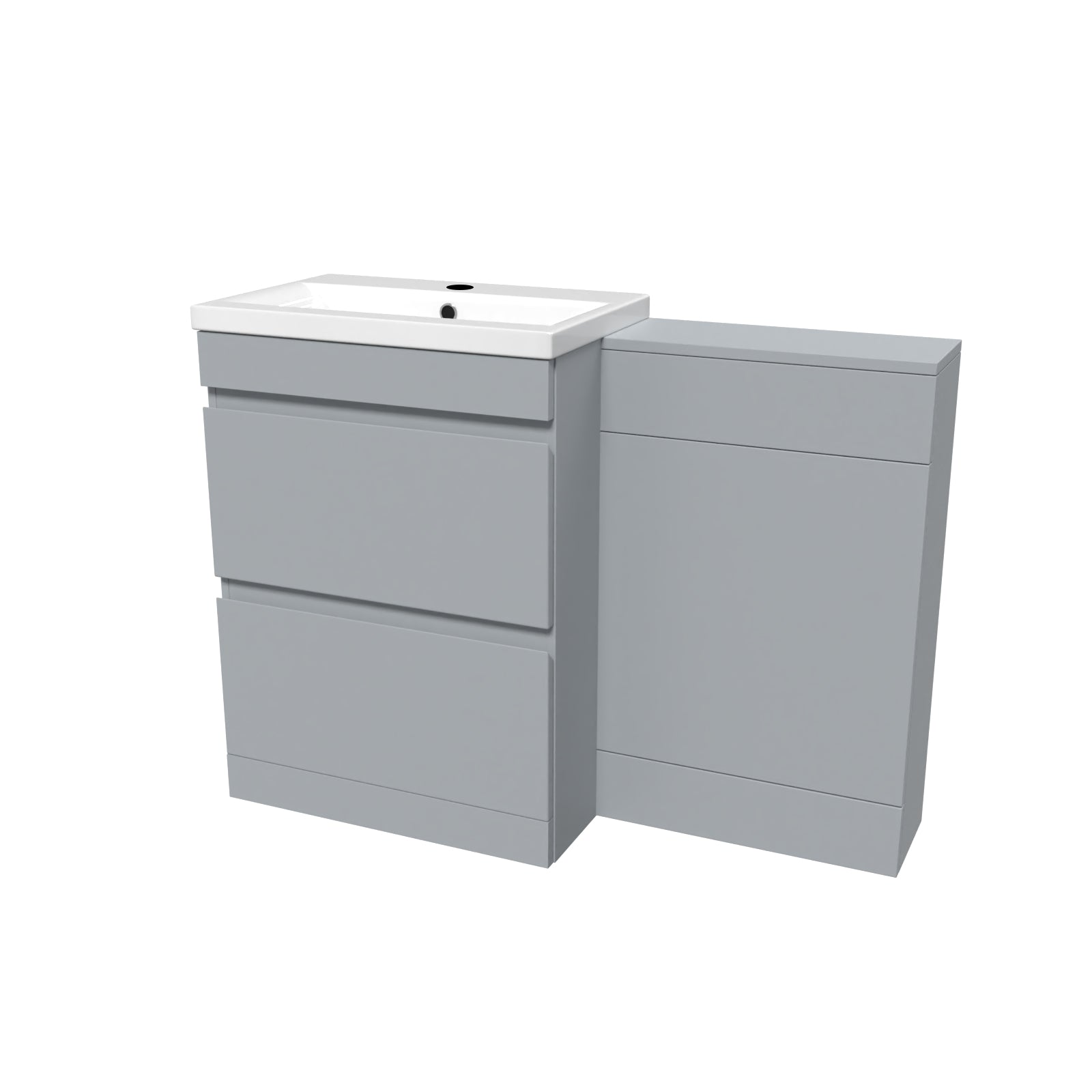 Alaska Matte Grey Freestanding PVC 600mm 2 Drawers Vanity & WC Unit