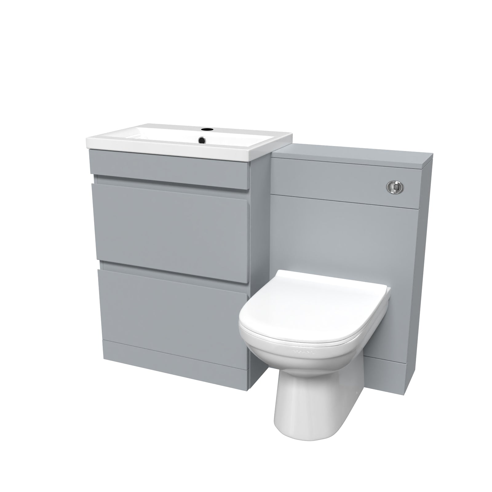 Alaska Matte Grey Freestanding PVC 600mm 2 Drawers Vanity & WC Unit & BTW Toilet
