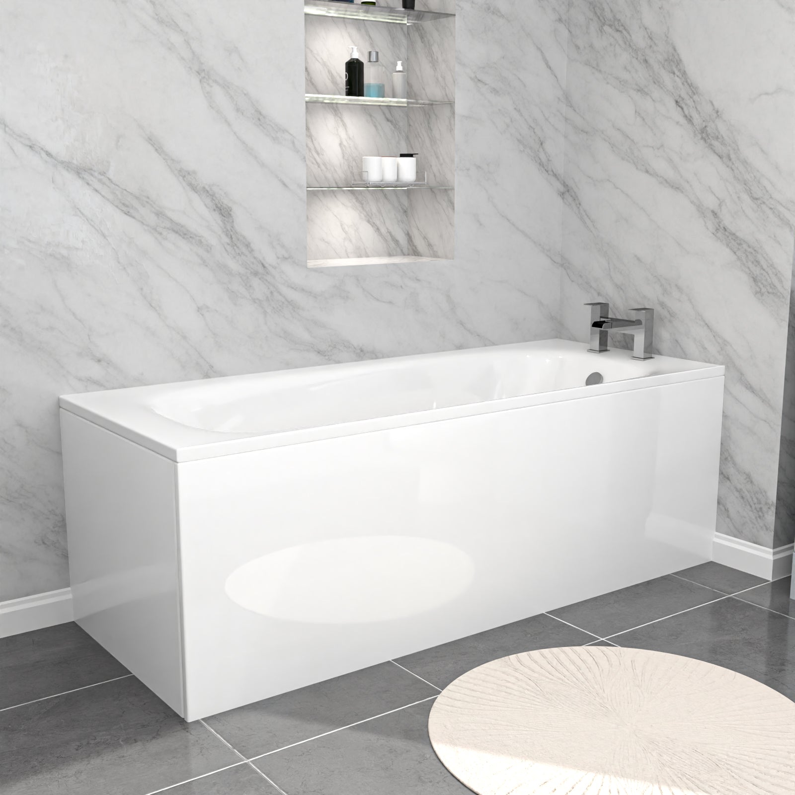 Alaska Matte Grey 600mm PVC 2 Drawers Vanity WC Unit BTW Toilet and Bath Set