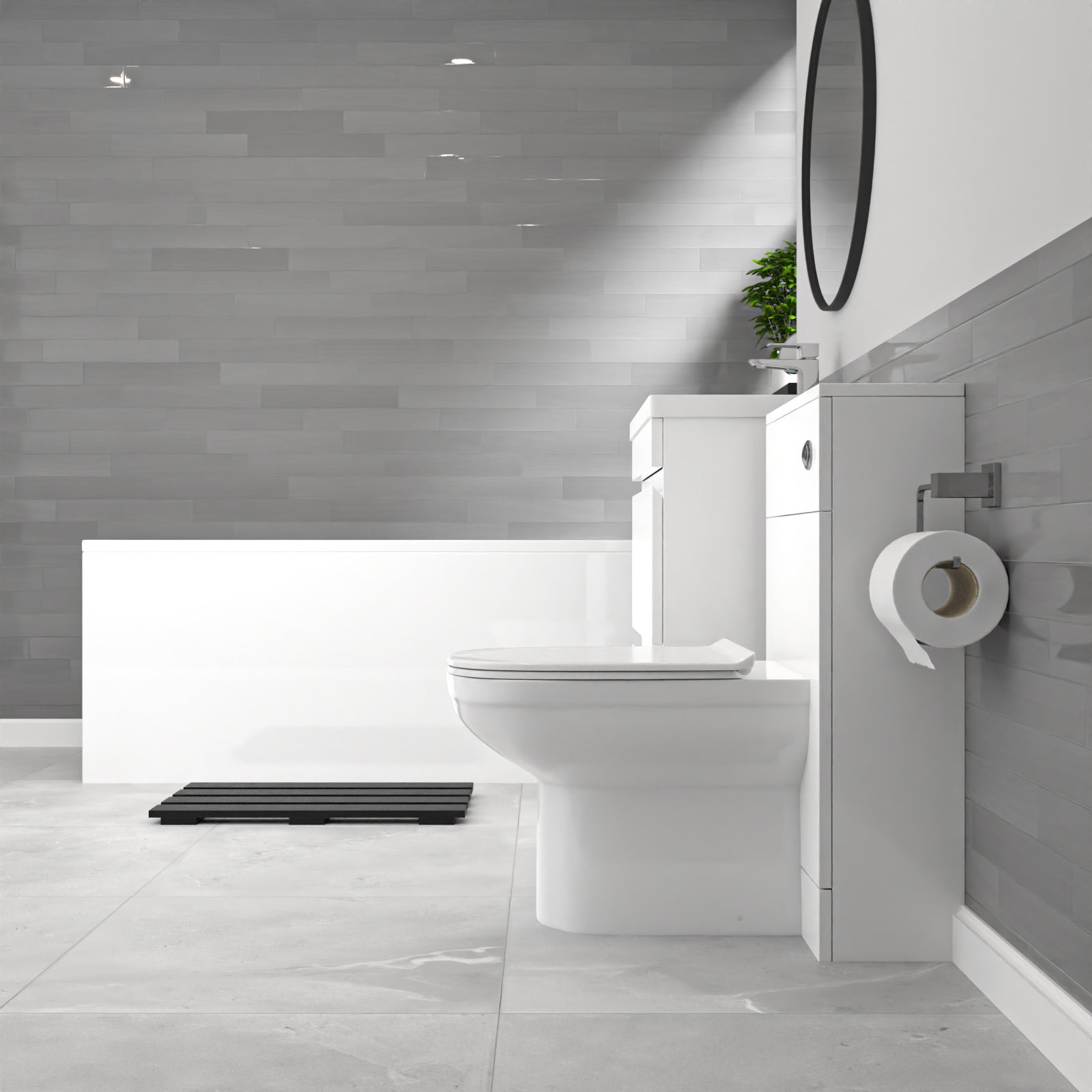 Alaska White 600mm PVC 2 Drawers Vanity WC Unit BTW Toilet and Bath Set