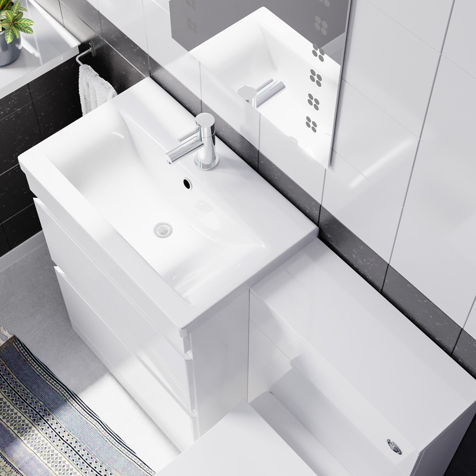 Alaska PVC White Freestanding 600mm 2 Drawers Vanity & WC Unit & BTW Toilet