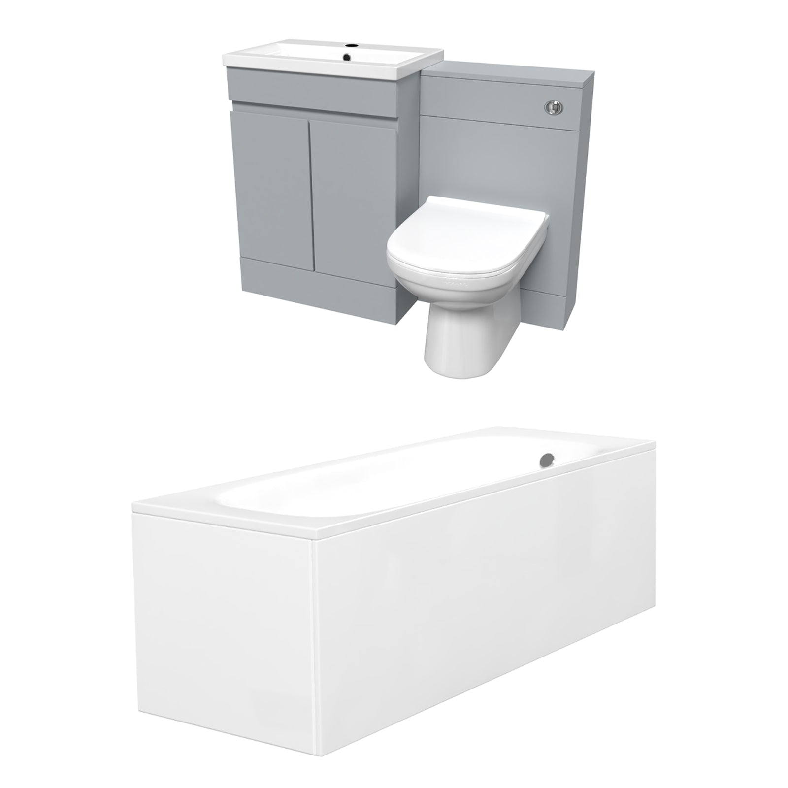 Alaska Matte Grey Freestanding PVC 600mm Vanity, WC Unit, BTW Toilet & Bath