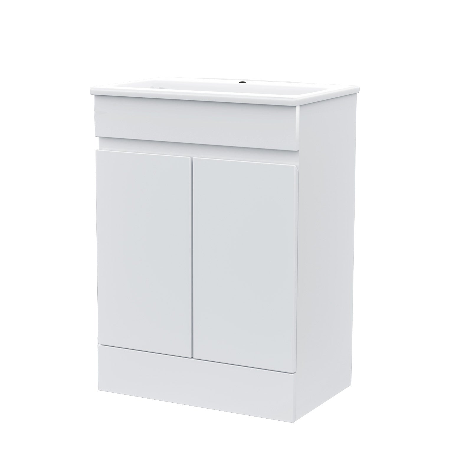 White 600mm PVC Freestanding Bathroom Slim Basin Vanity Unit