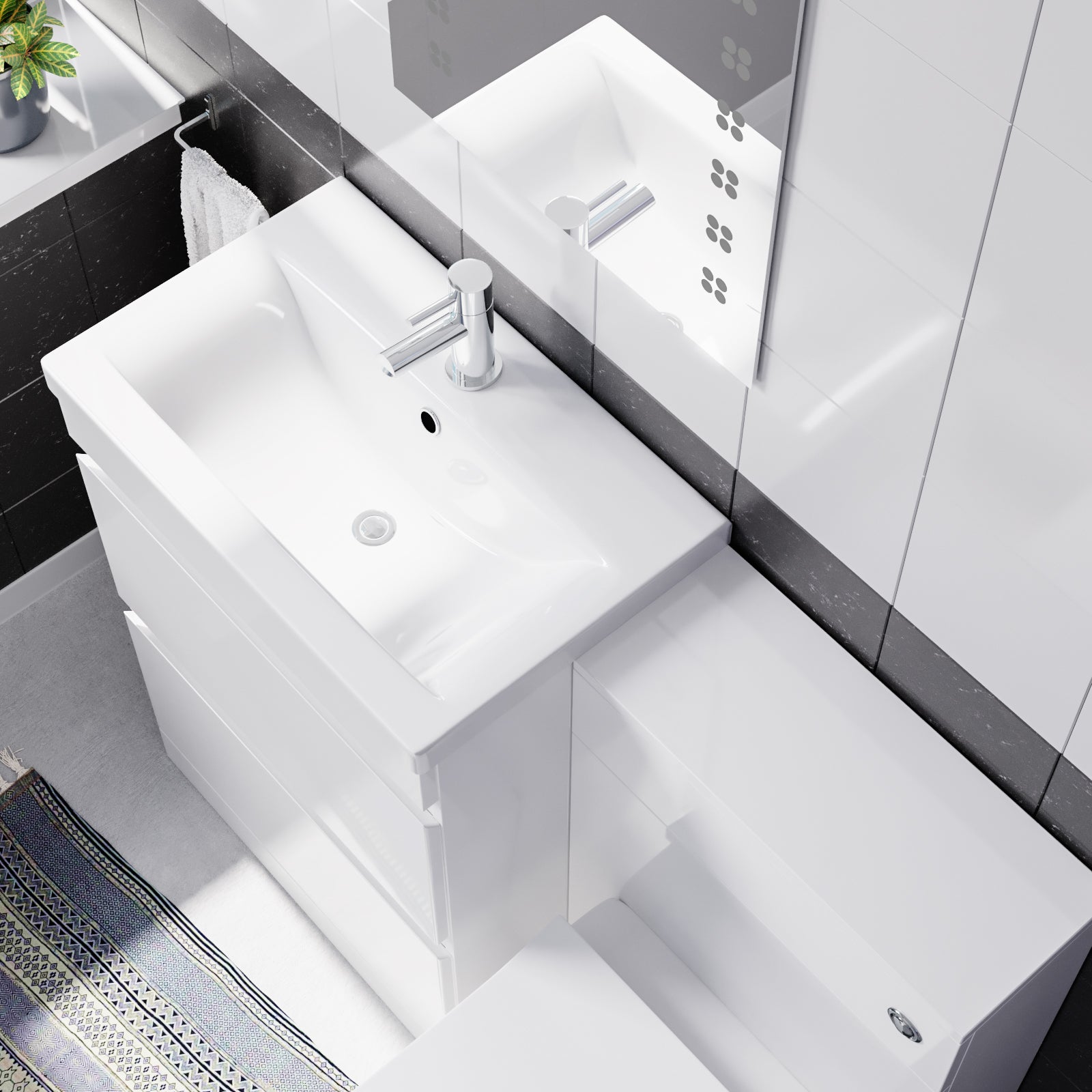 Alaska PVC White Freestanding 600mm 2 Doors Vanity & WC Unit & BTW Toilet