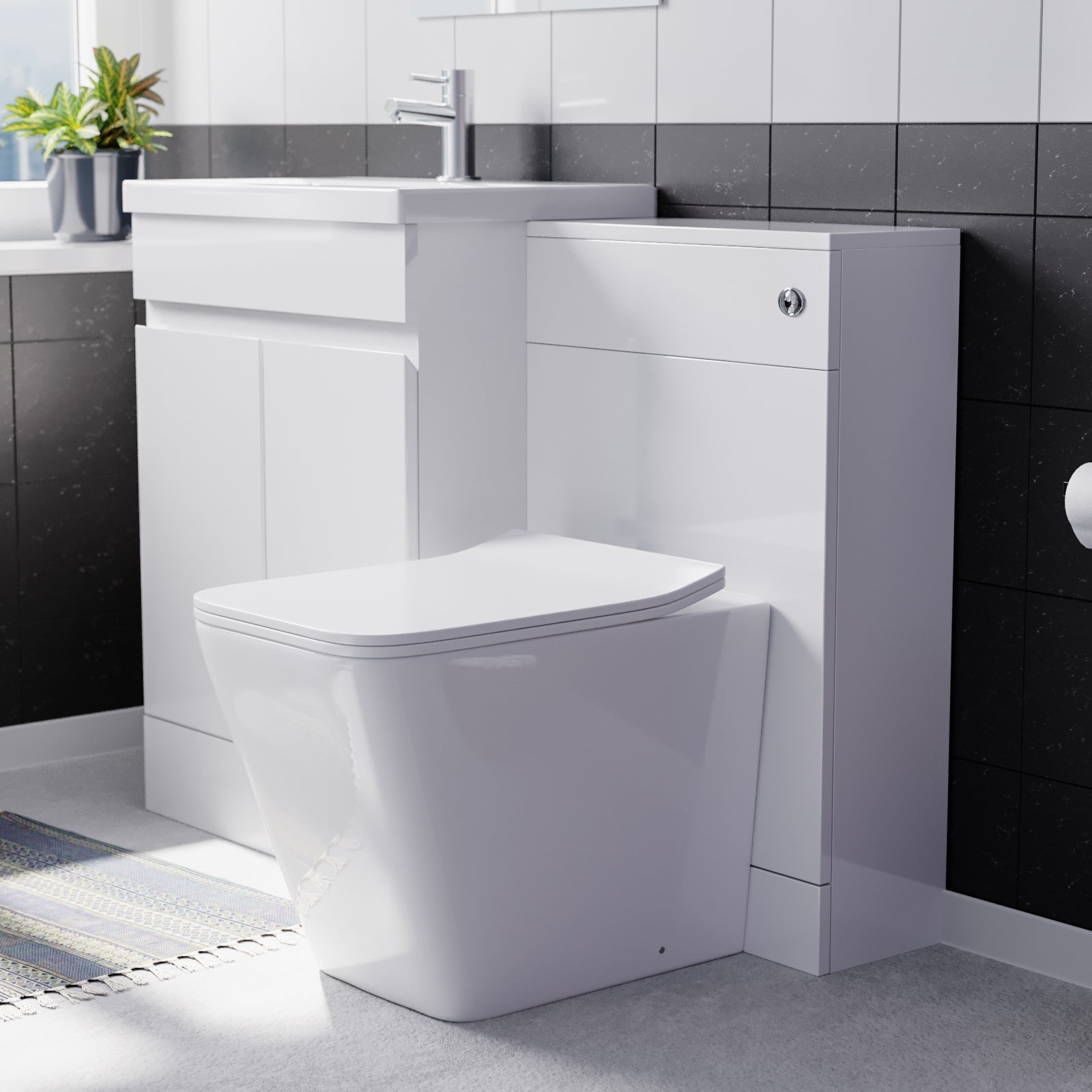 Alaska PVC White Freestanding 600mm 2 Doors Vanity & WC Unit & BTW Toilet