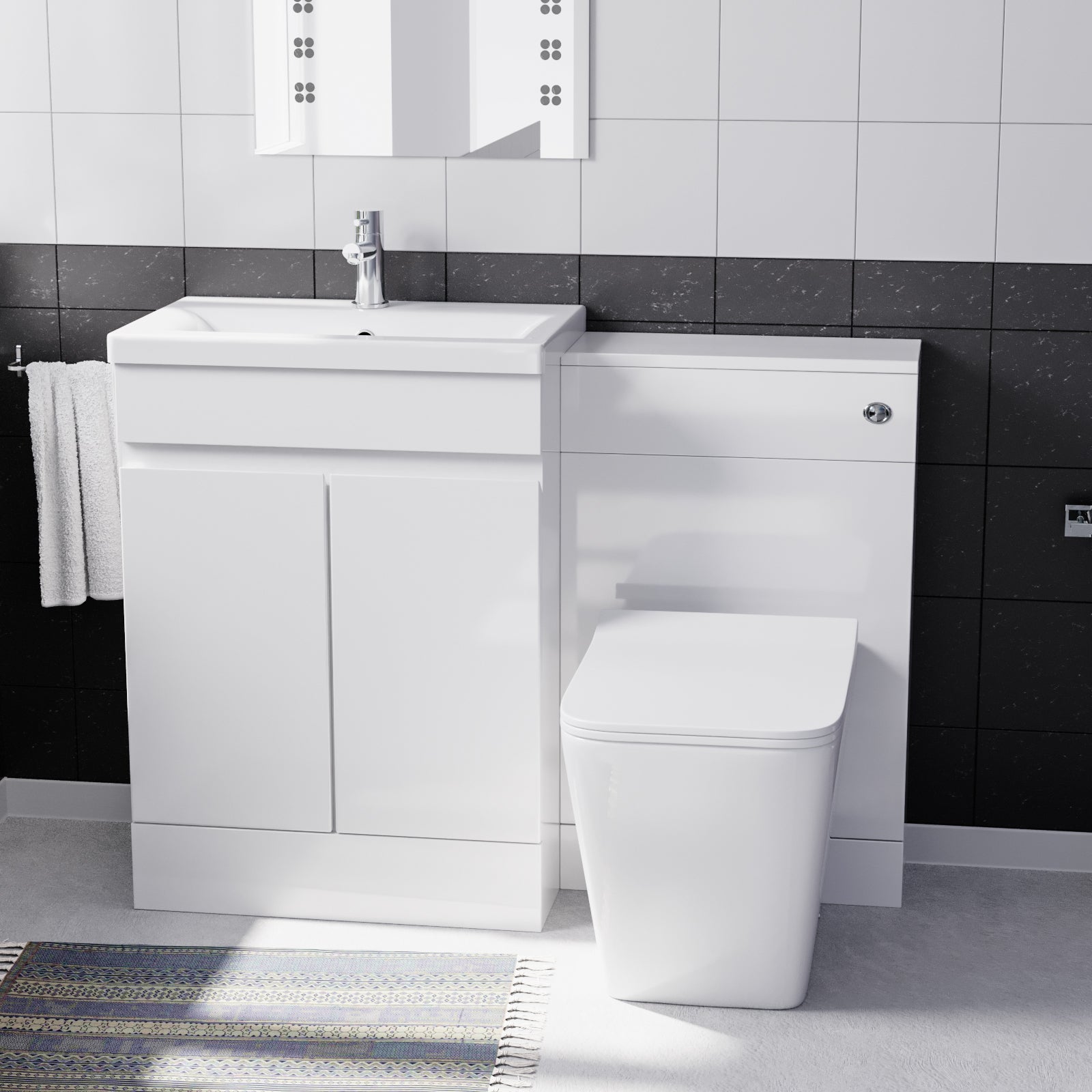 Alaska PVC White Freestanding 600mm 2 Doors Vanity & WC Unit & BTW Toilet