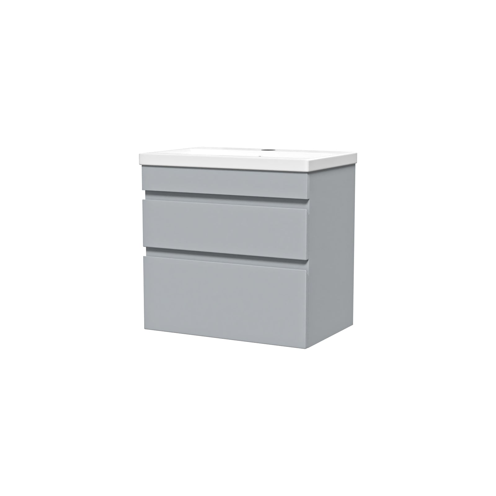 Alaska Matt Grey 600mm PVC 2 Drawer Wall Hung Vanity Cabinet and Basin Sink Unit