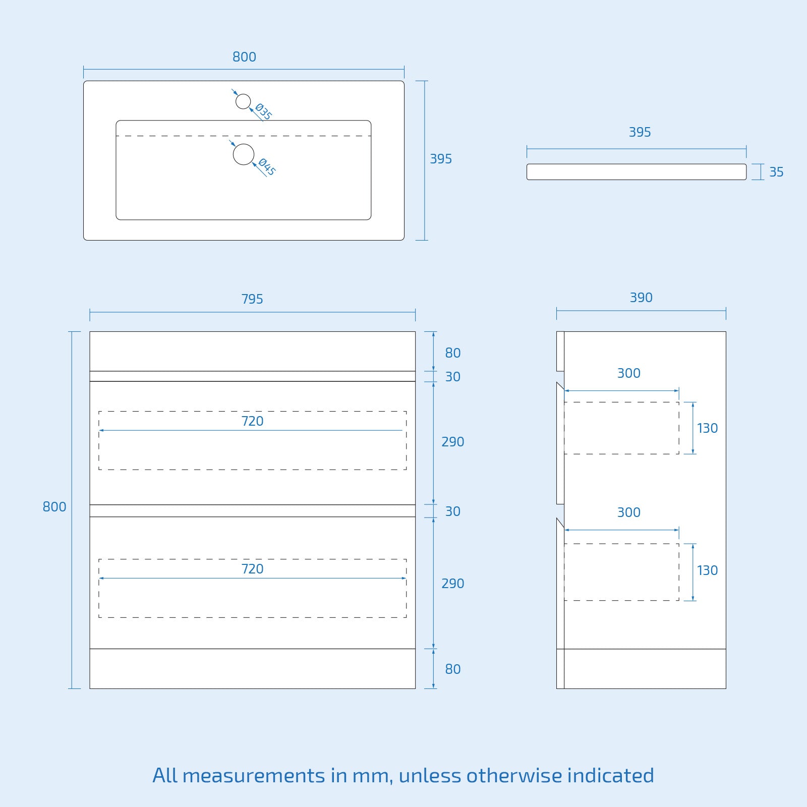 Alaska PVC White Freestanding 800mm 2 Drawers Vanity & WC Unit & BTW Toilet