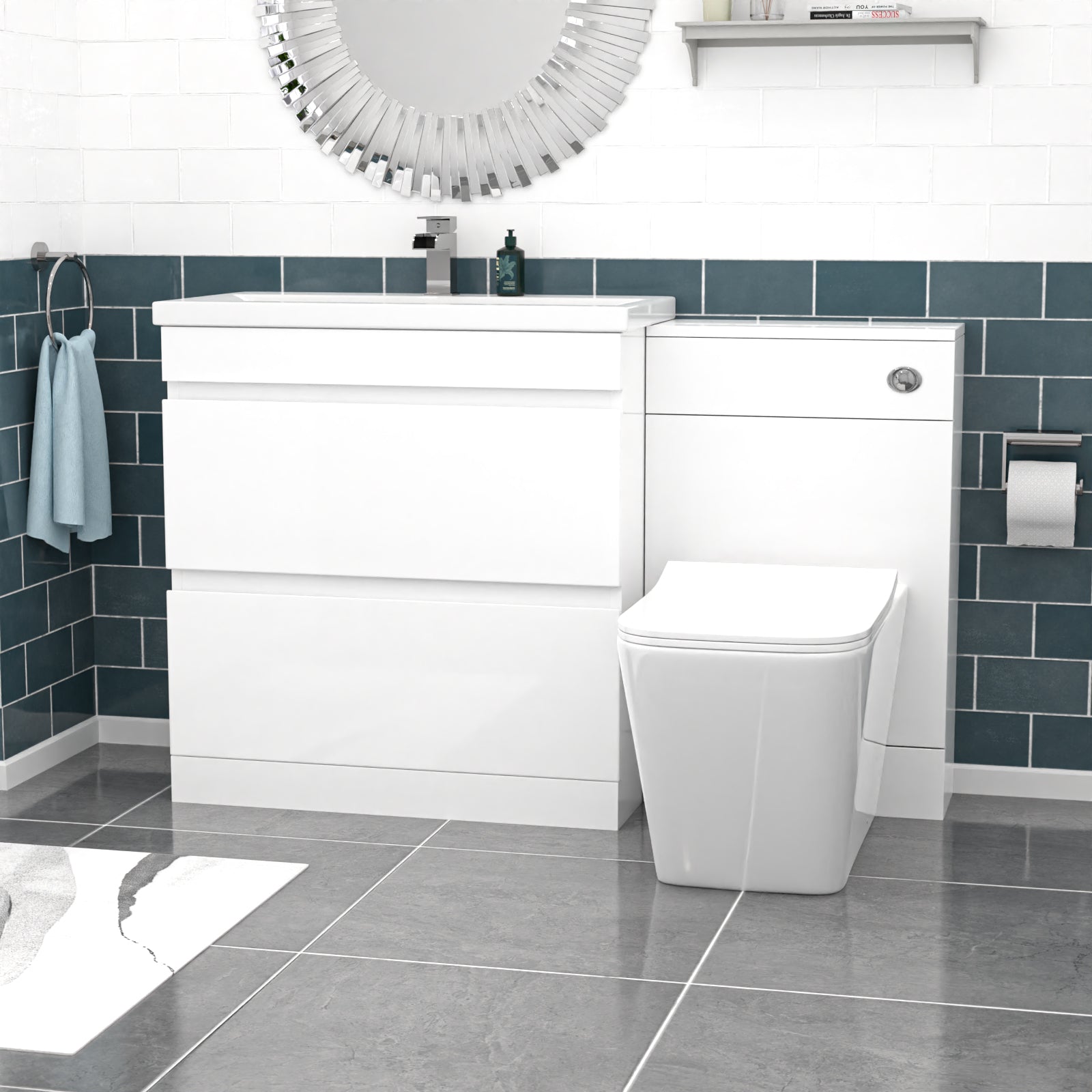 Alaska PVC White Freestanding 800mm 2 Drawers Vanity & WC Unit & BTW Toilet