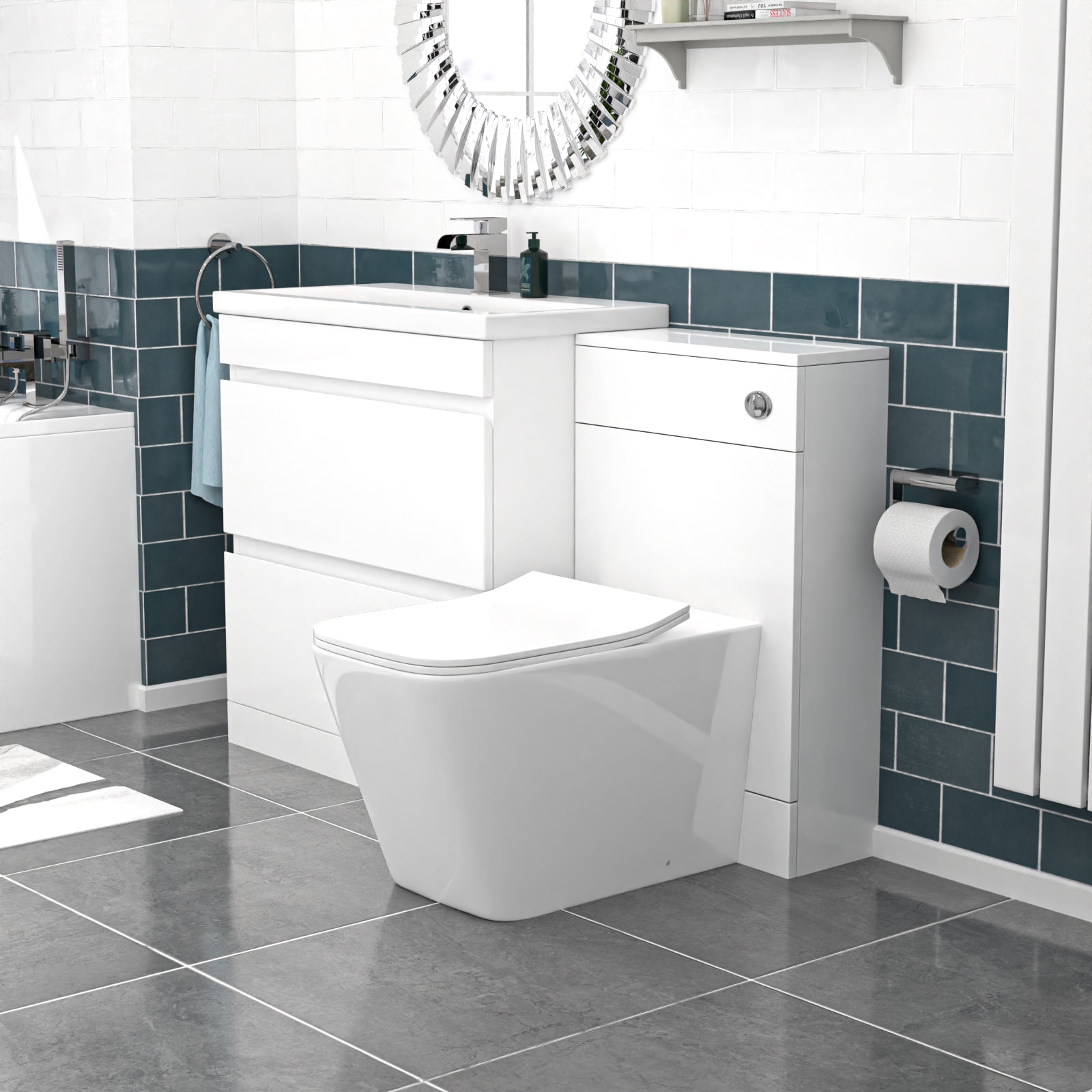 Alaska PVC White Freestanding 800mm 2 Drawers Vanity & WC Unit & BTW Toilet