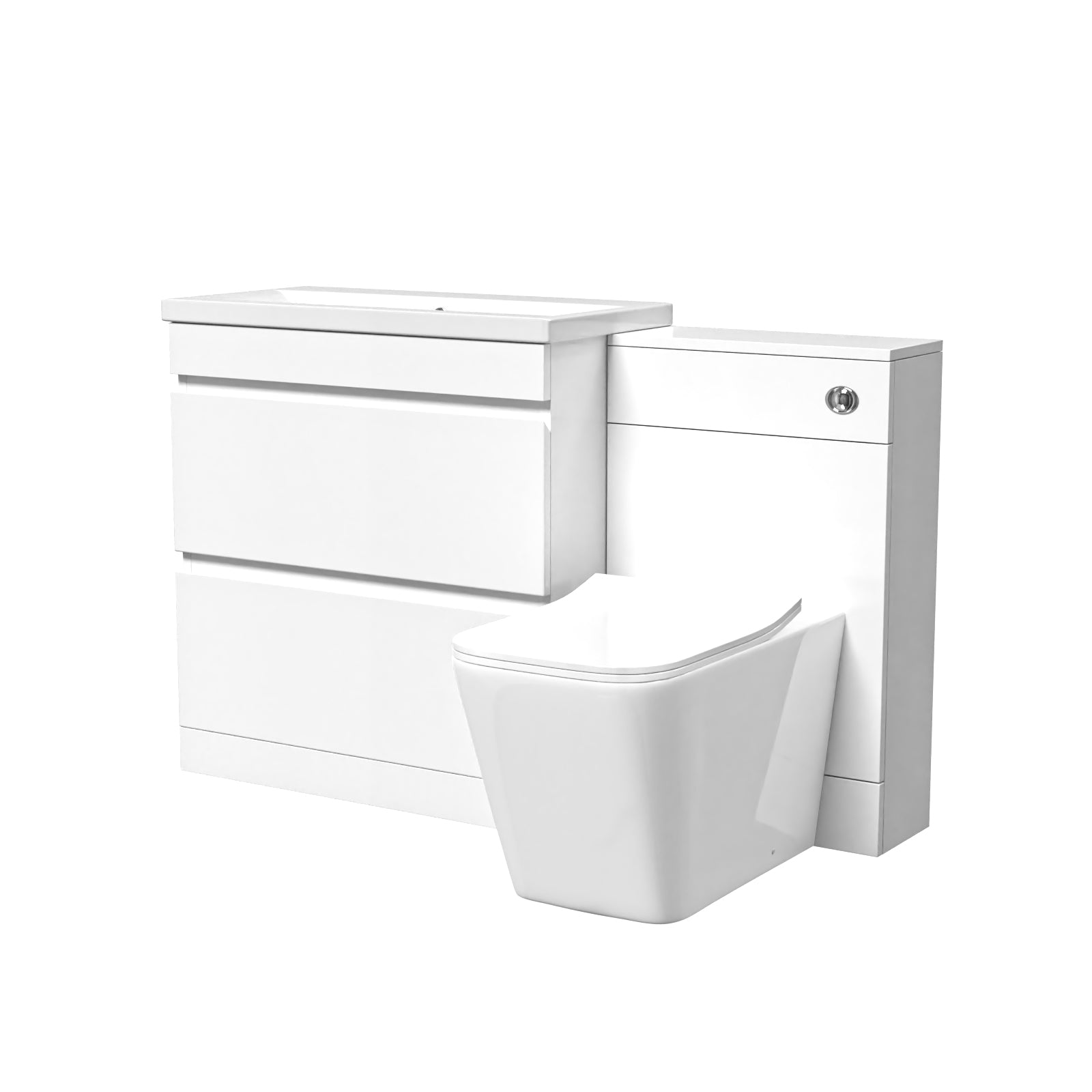 Alaska PVC White Freestanding 800mm 2 Drawers Vanity & WC Unit & BTW Toilet