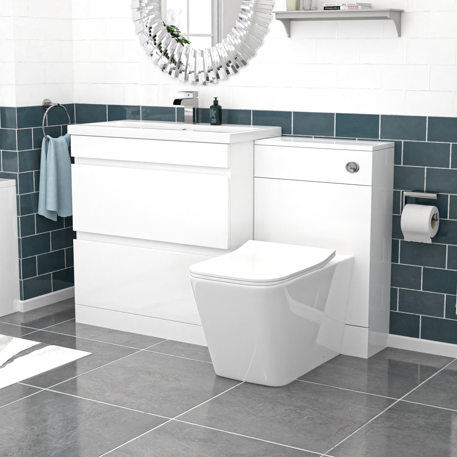 Alaska White 800mm Waterproof PVC Freestanding 2 Drawer Basin Vanity W