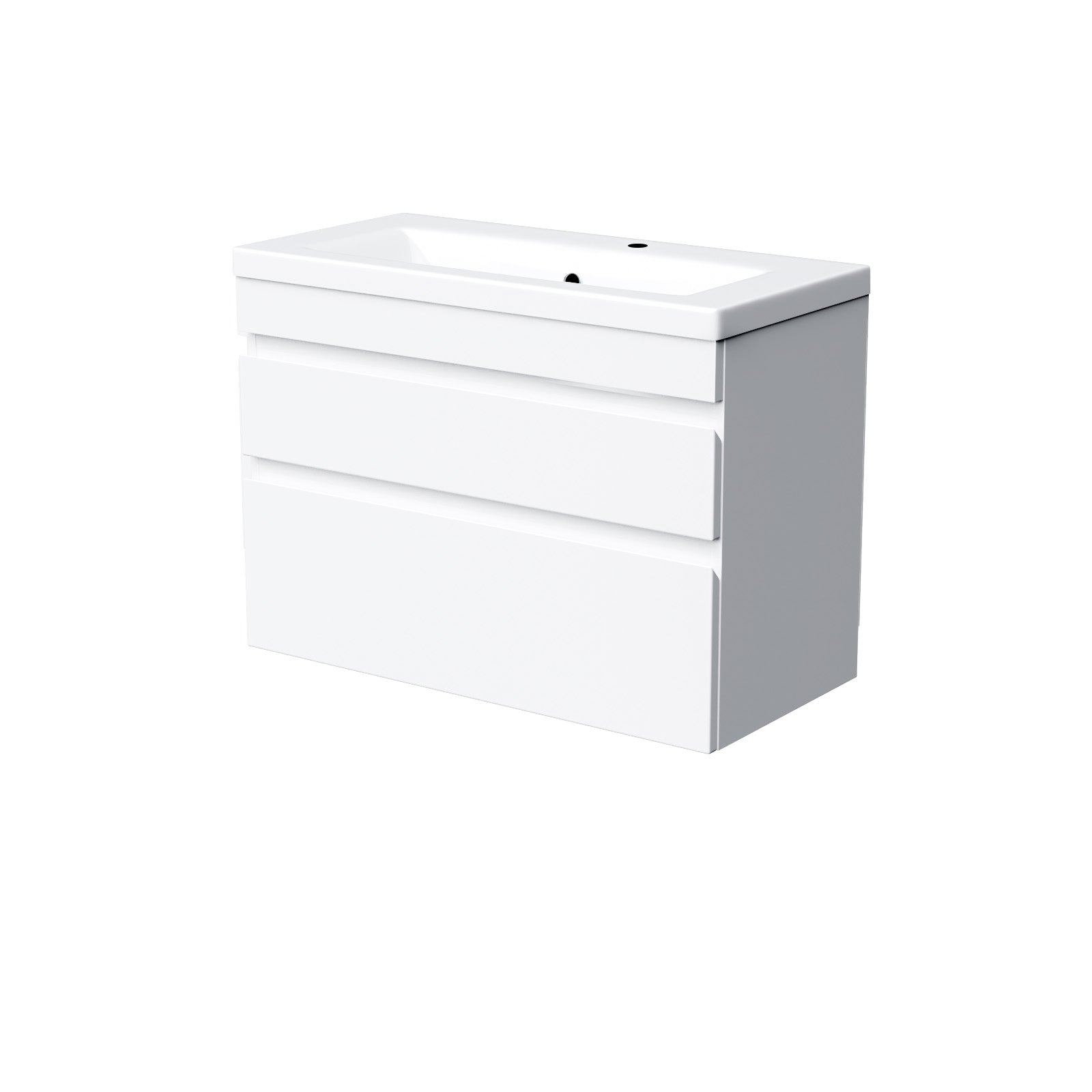 White 800mm PVC 2 Drawer Wall Hung Vanity Cabinet and Basin Sink Unit