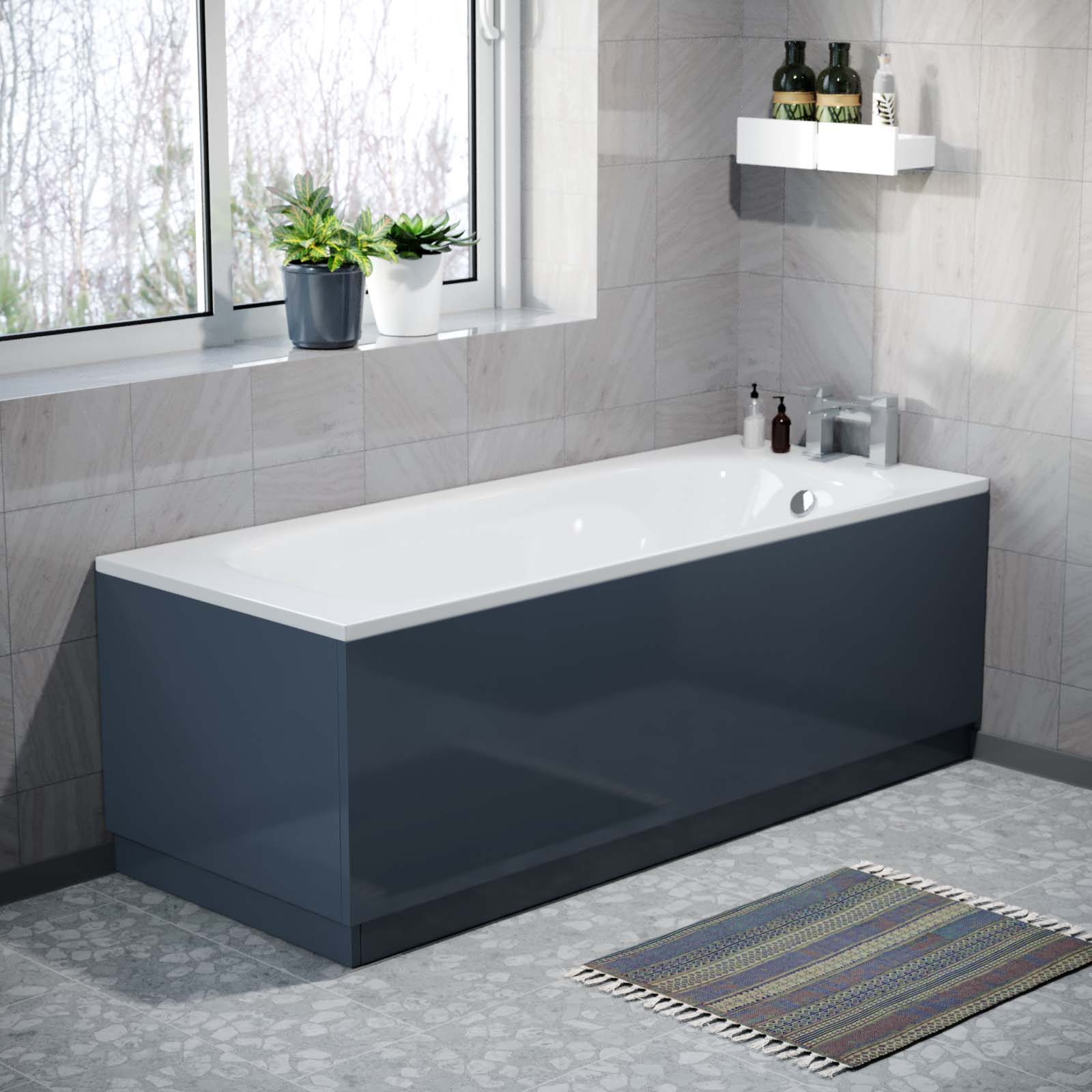 Modern 1700 mm Anthracite Front Side Bath Panel Durable PVC + Plinth Gorge