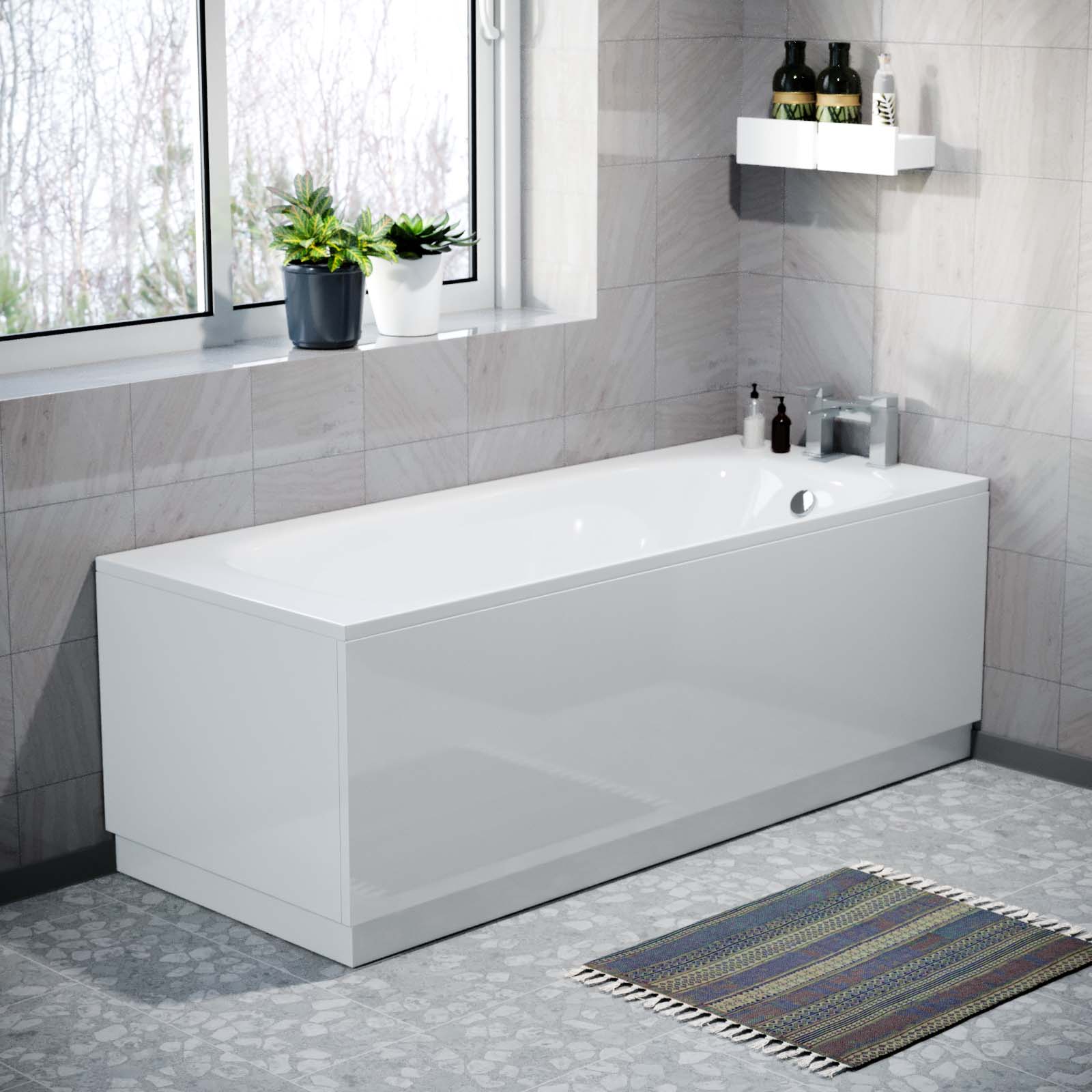 Modern 1700 mm White Front Side Bath Panel Durable PVC + Plinth