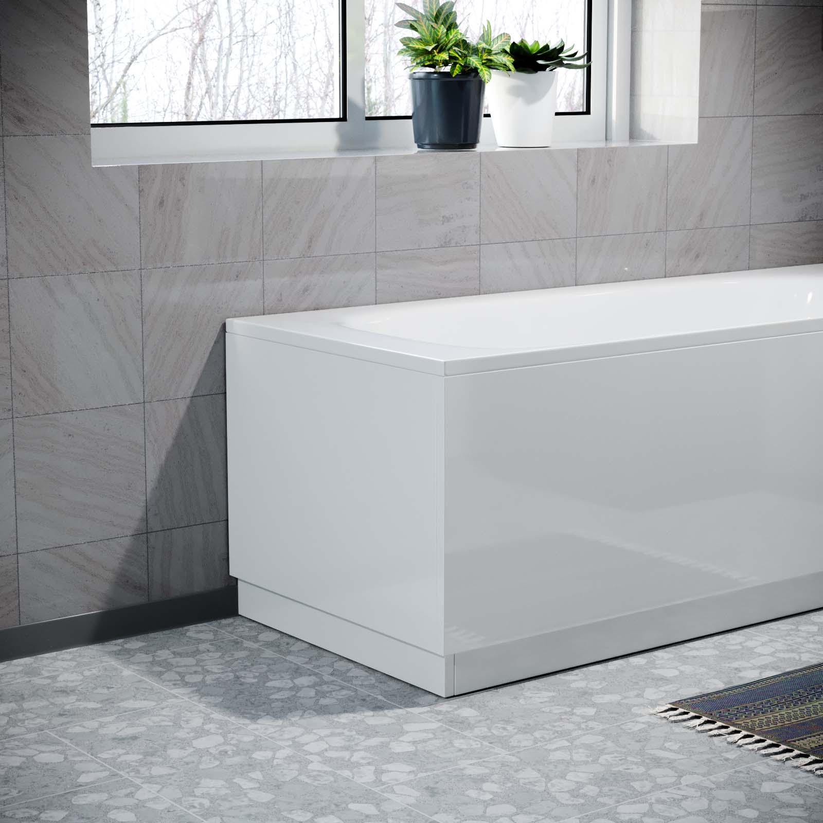 Modern 1700mm White High Gloss Bath Tub PVC Front & End Panel + Plinth
