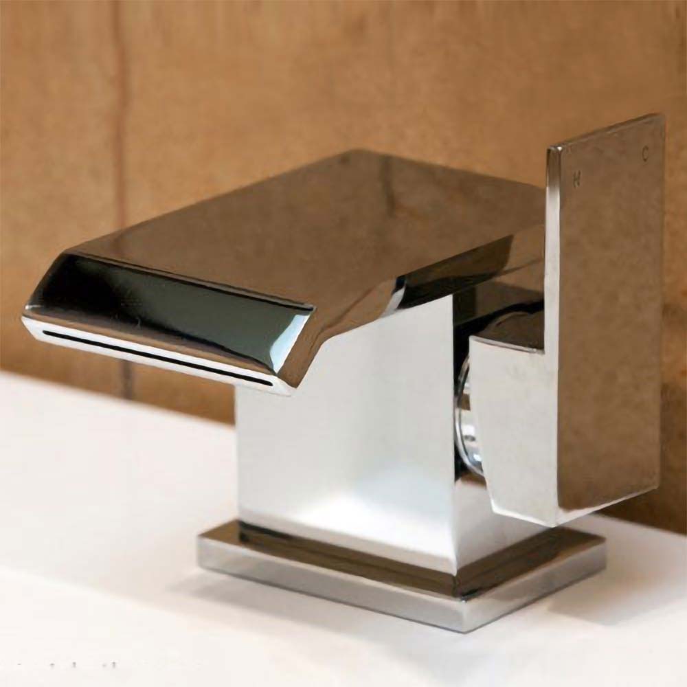 Devon Square Chrome Bathroom Waterfall Basin Mixer Tap
