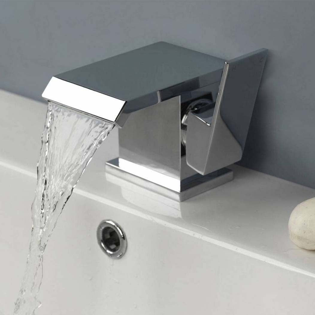 Devon Square Chrome Bathroom Waterfall Basin Mixer Tap