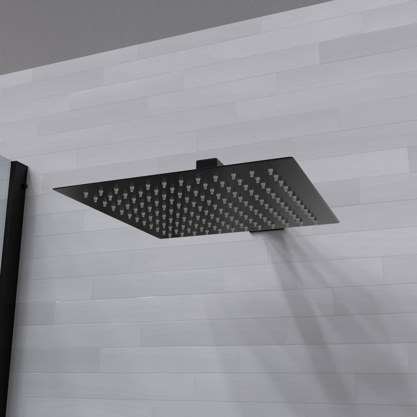 Rotton 300mm Modern Bathroom Rainfall Square Overhead Shower Slim Head Matte Black