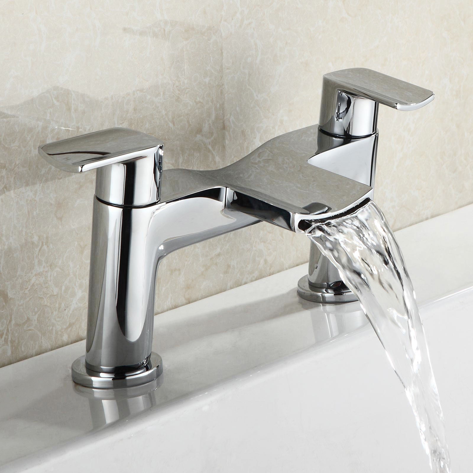 Centa Modern Deck Mounted Waterfall Bath Filler Mixer Tap