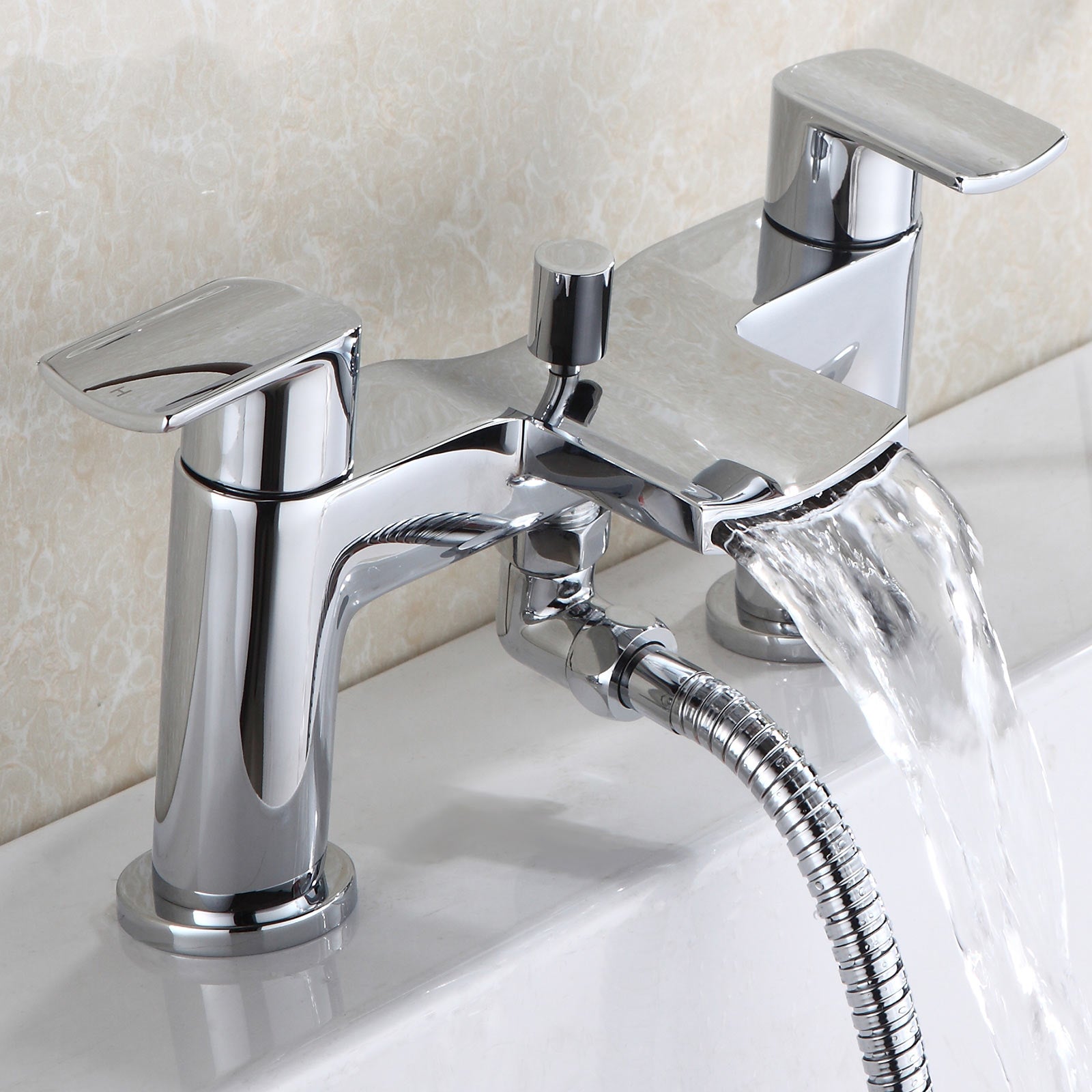 Centa Contemporary Set Of Bathroom Sink Mixer Tap And Bath Shower Mixer Tap + Free Basin Waste