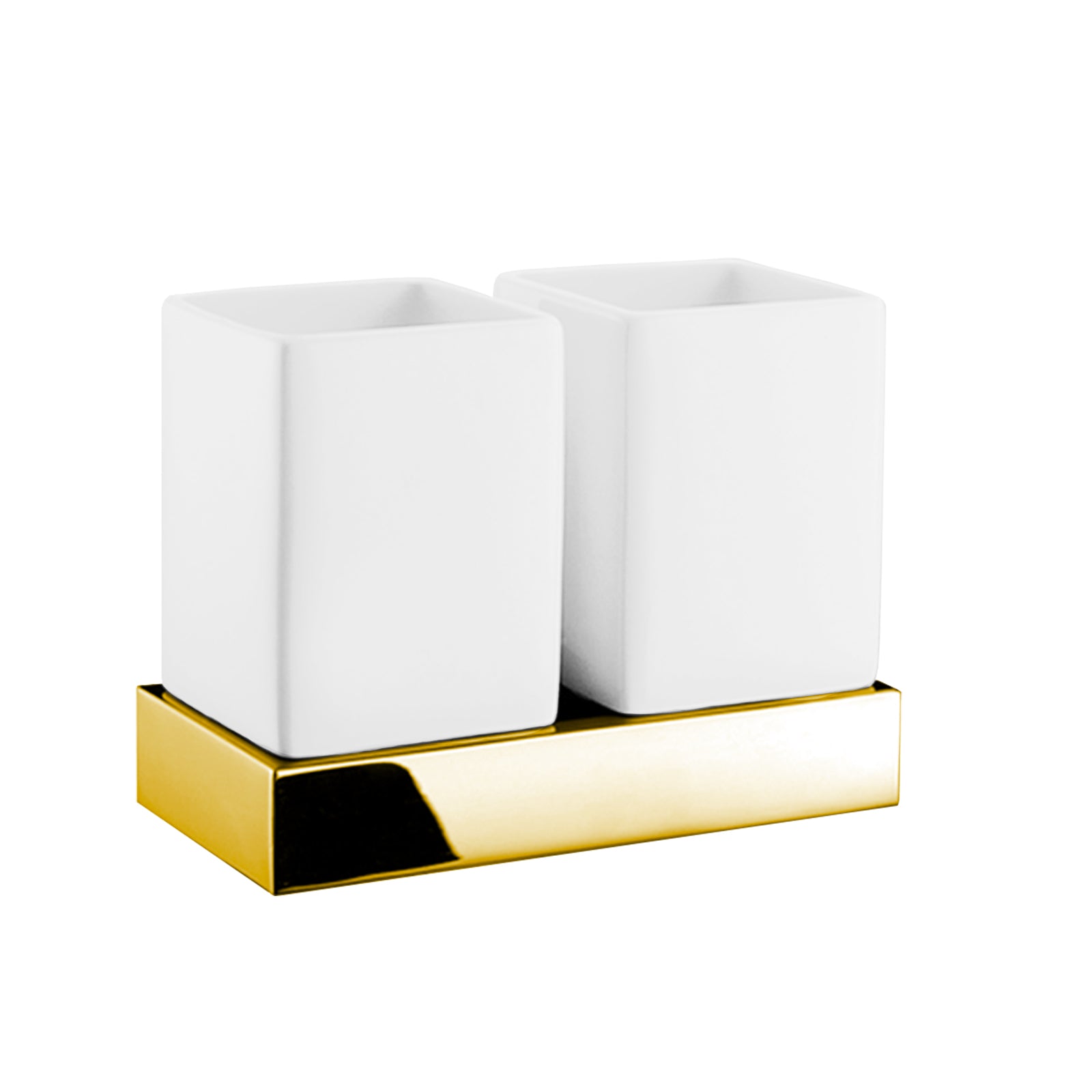 Gold Wall Mounted Double Tumbler Holder