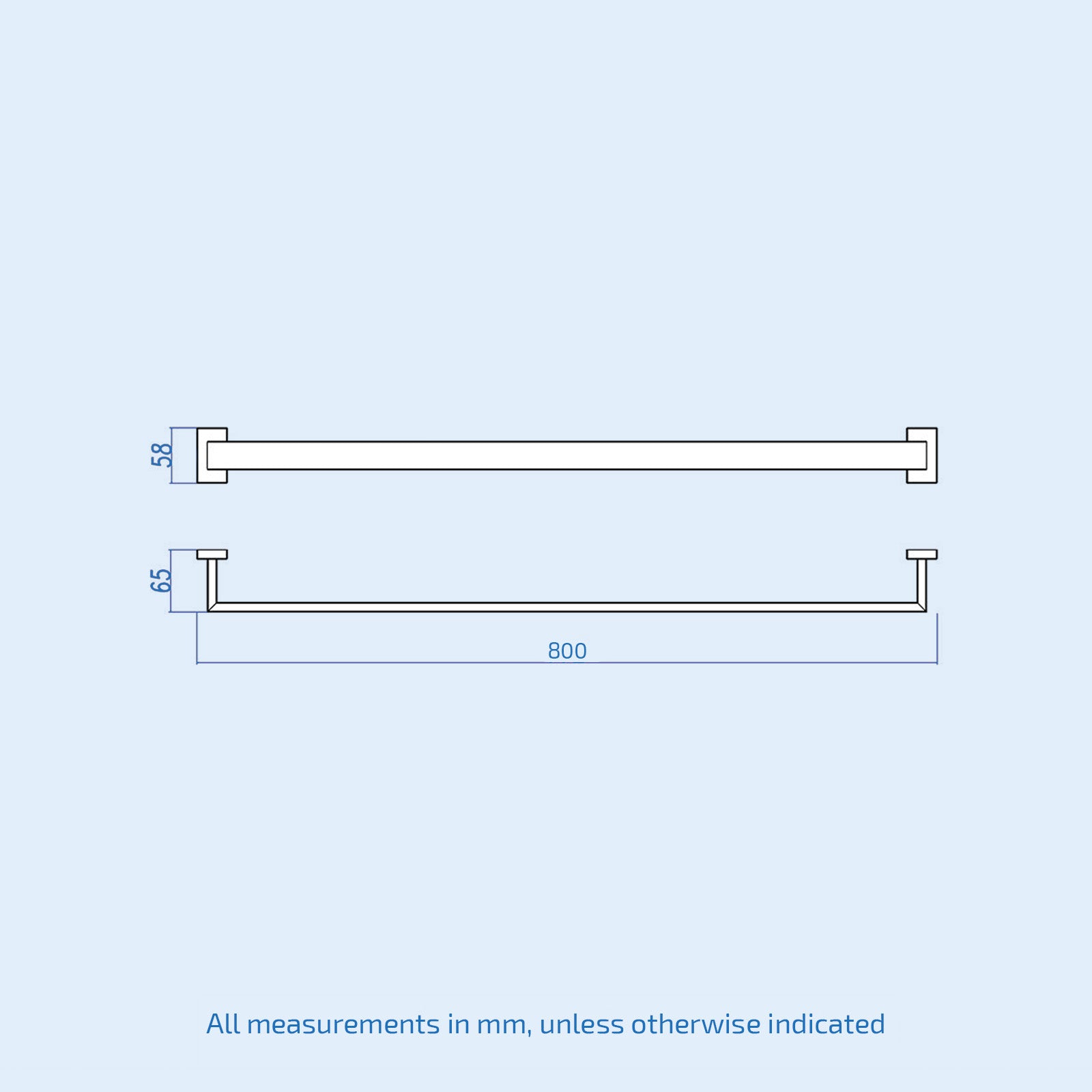 Single Square Towel Bar Rail Holder Gold