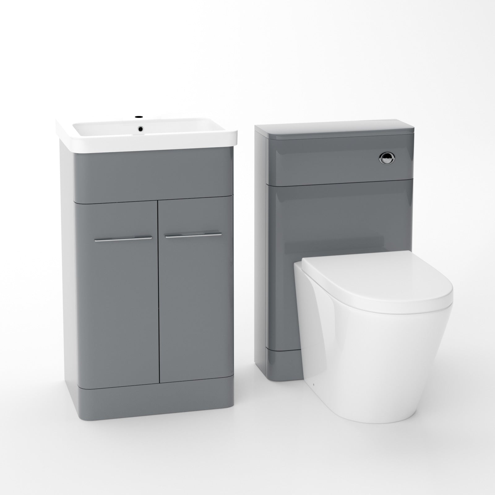 Lex 500mm Vanity Basin Unit, WC Unit & Ellis Back to Wall Toilet Grey