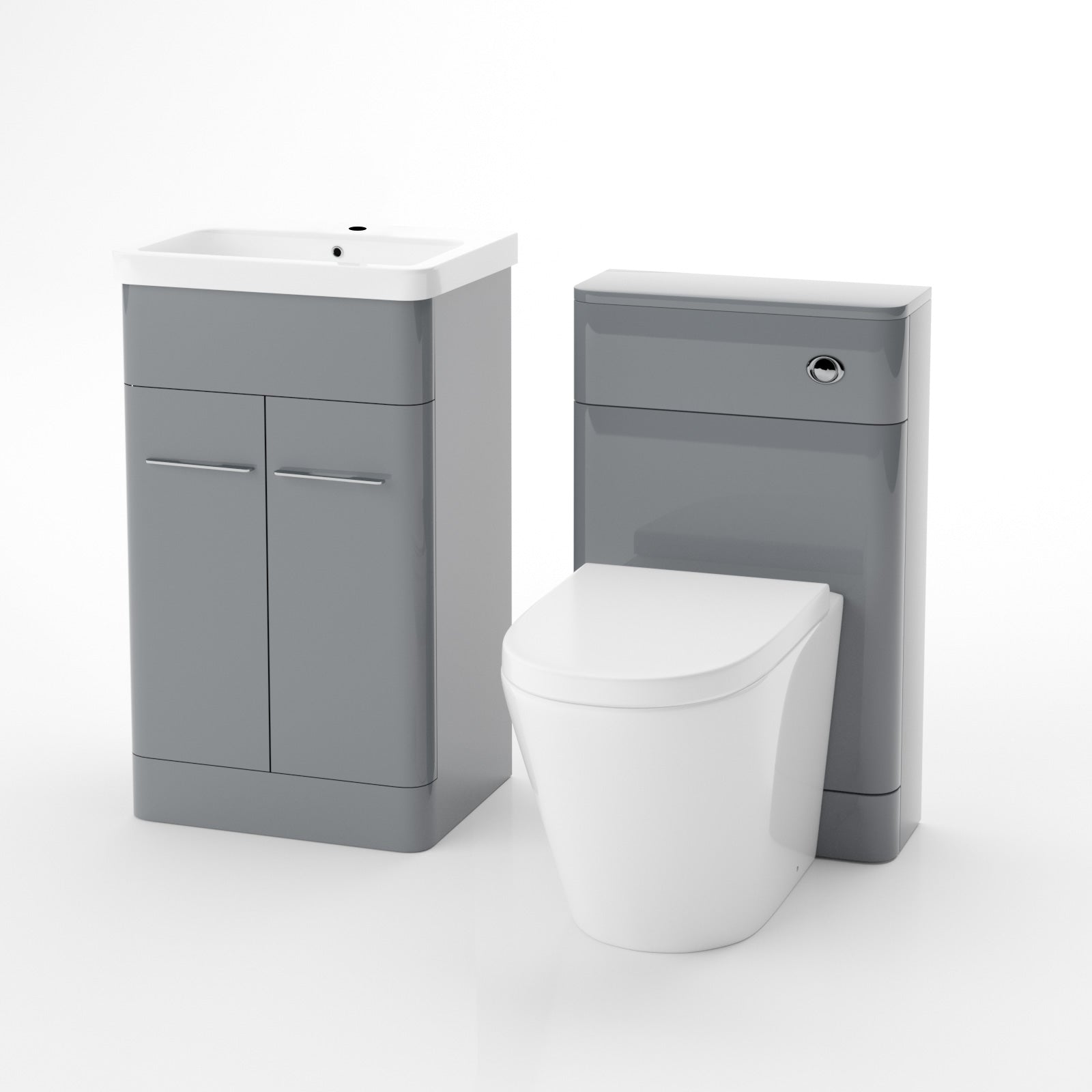 Lex 500mm Vanity Basin Unit, WC Unit & Ellis Back to Wall Toilet Grey