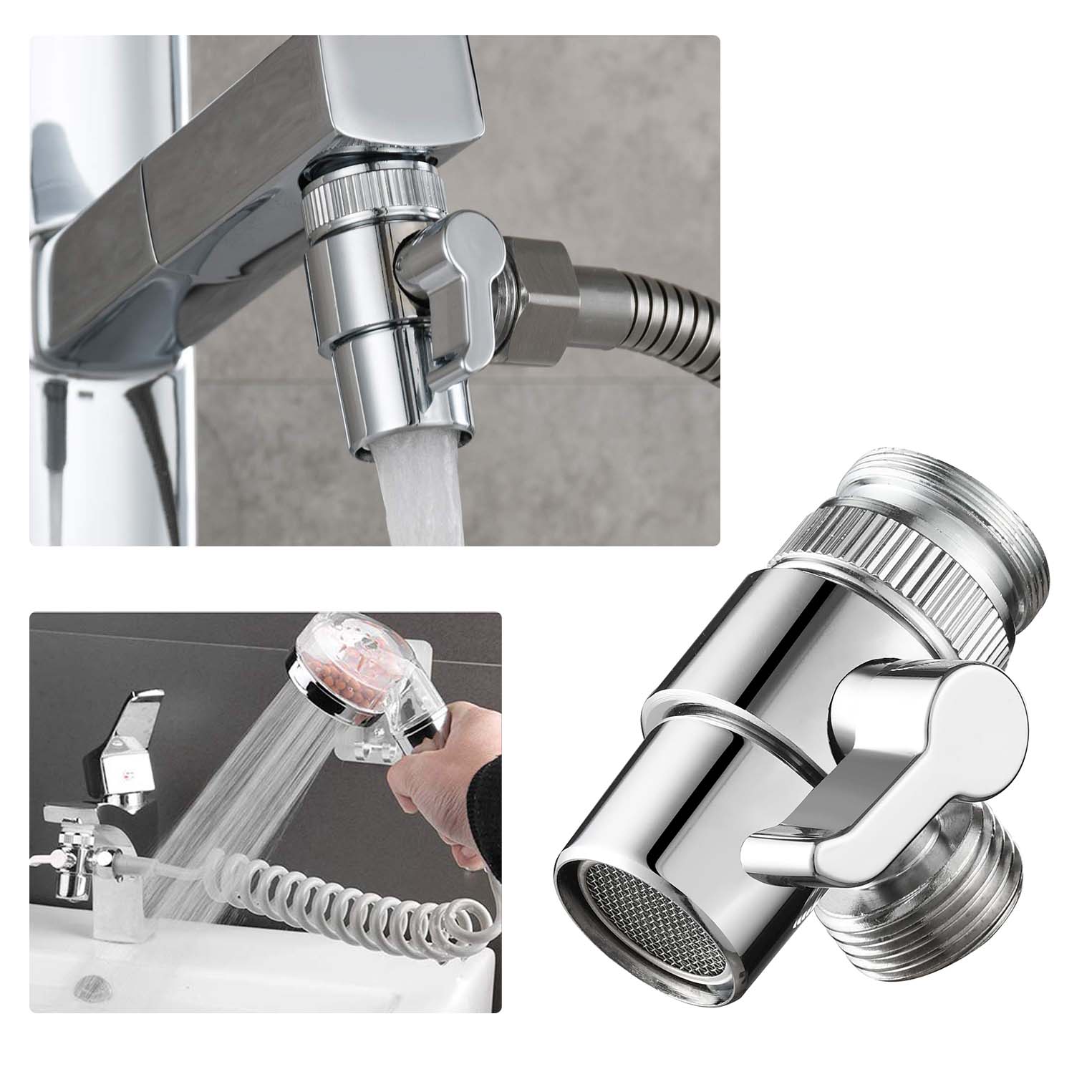 Chrome Adapter Two-Way Diverter For Kitchen And Bathroom Taps