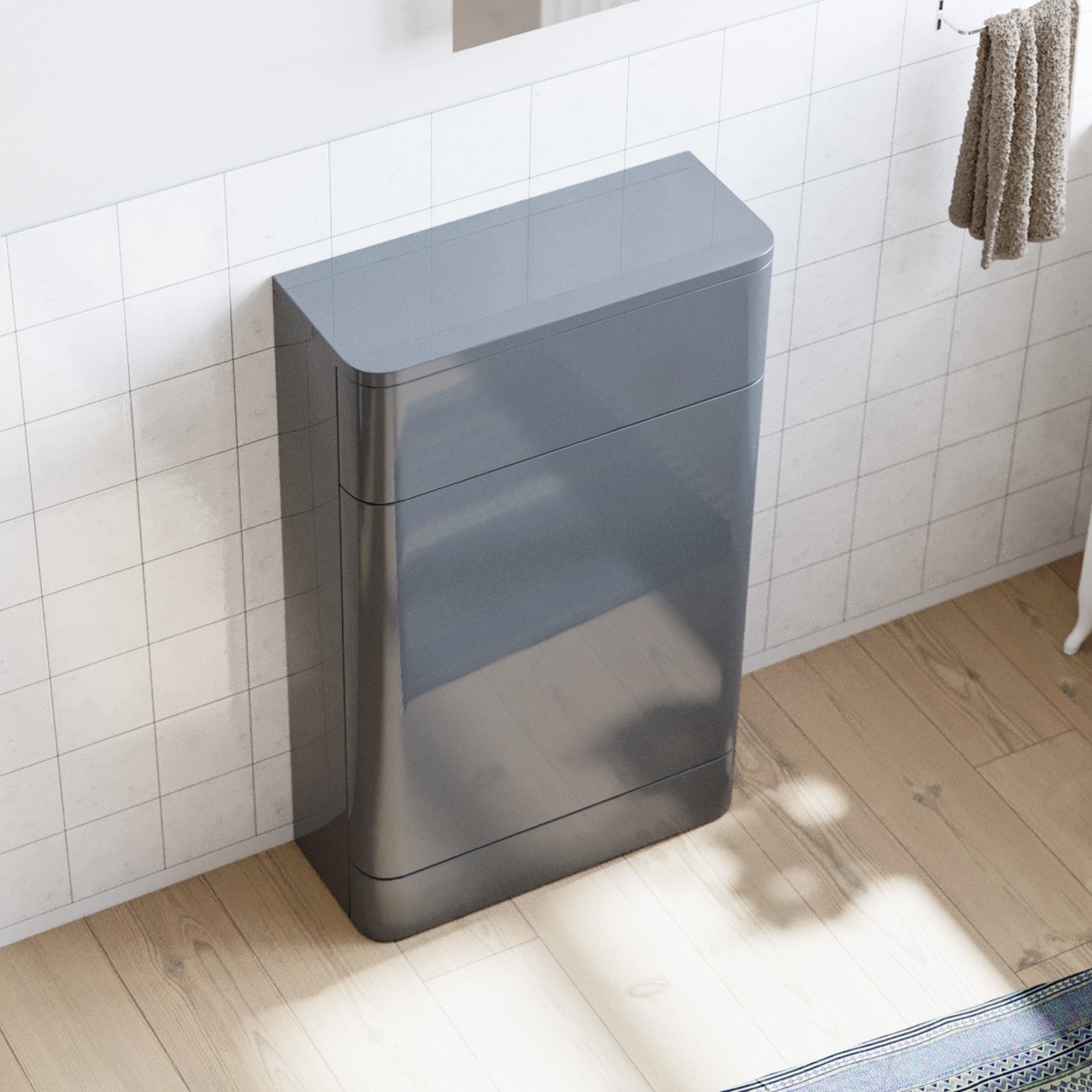 Lex 500mm Back To Wall WC Unit Glossy Grey Flat Pack