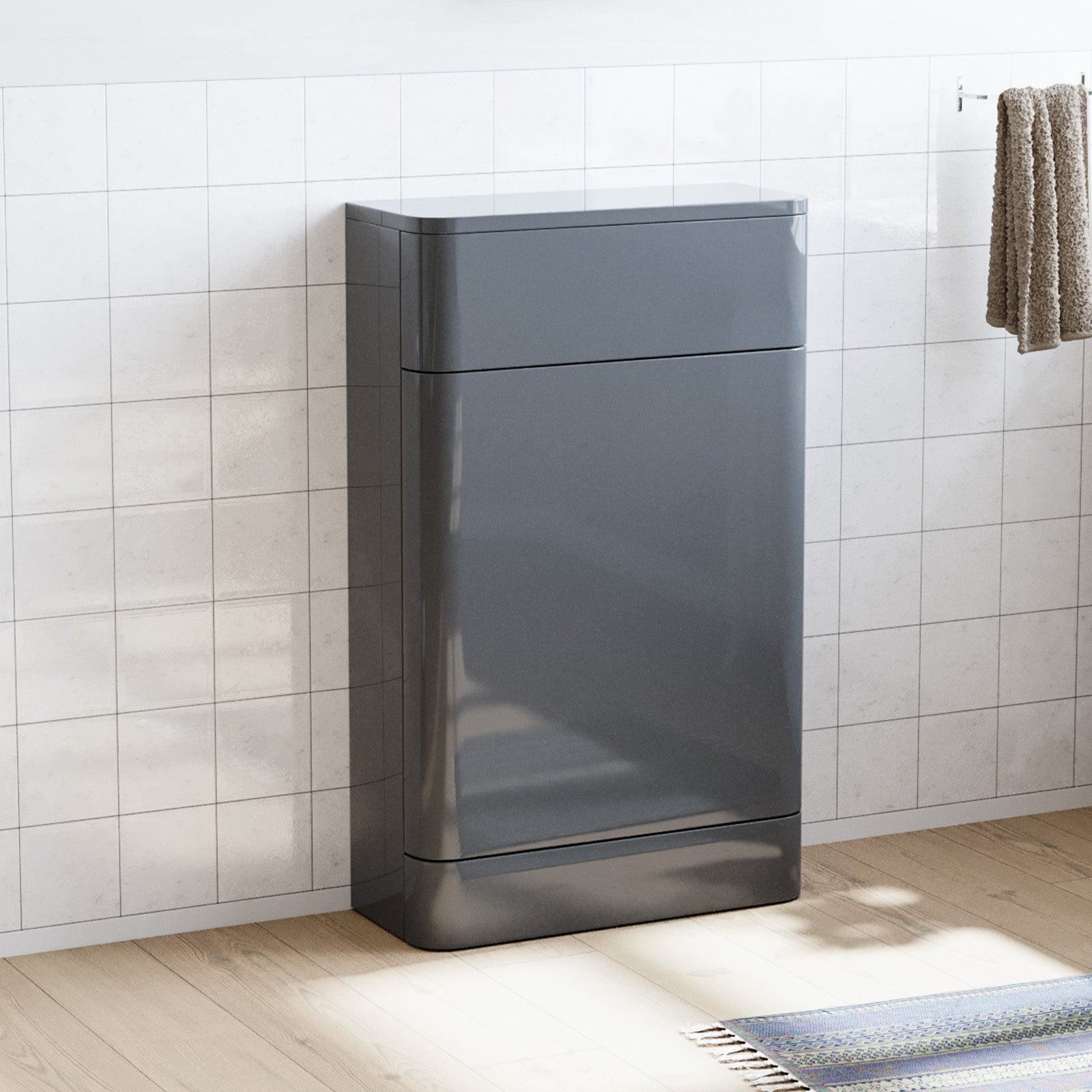 Lex 500mm Back To Wall WC Unit Glossy Grey Flat Pack