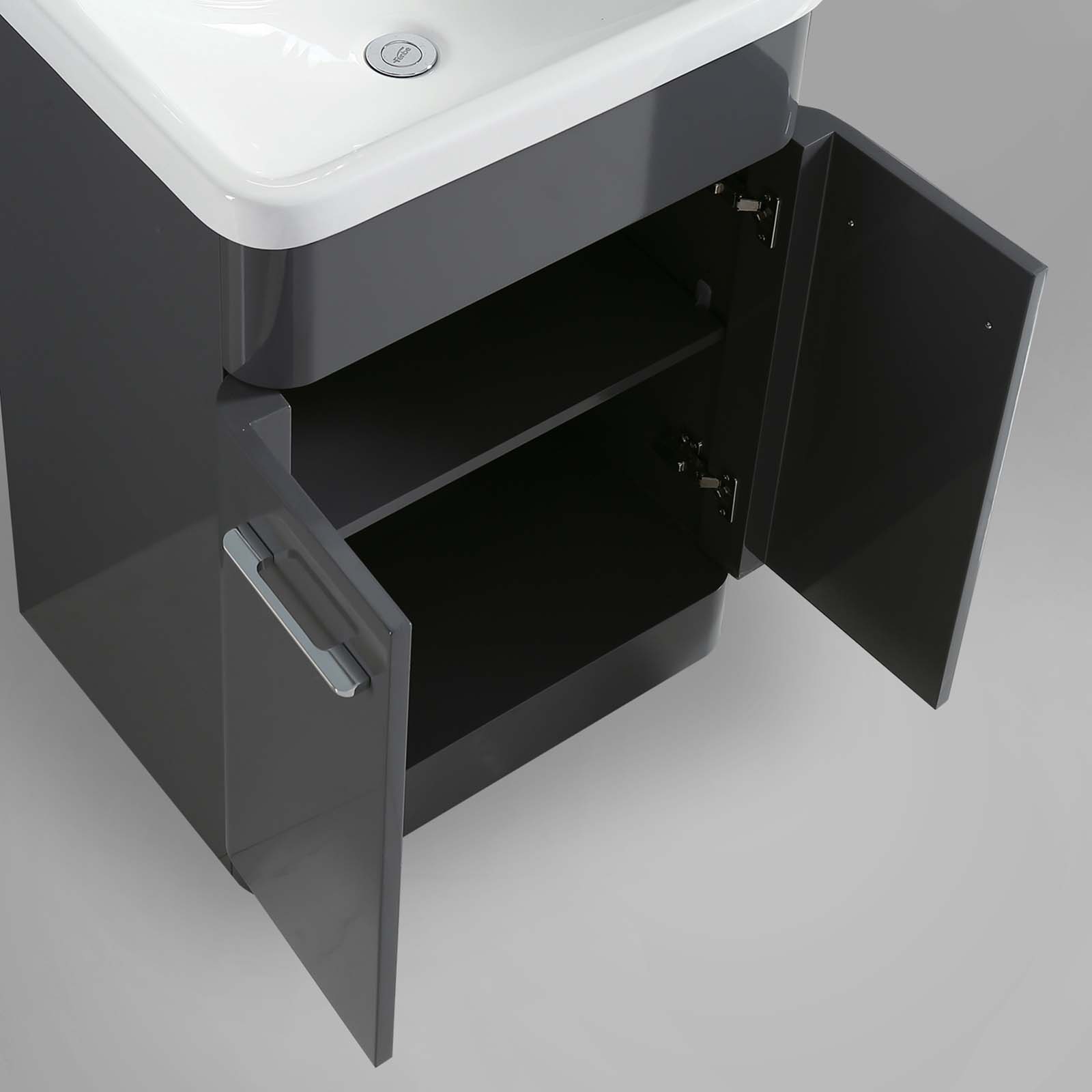 Lex 600mm Grey Flat Packed Vanity Unit, Basin & Eslo BTW Toilet With WC Unit