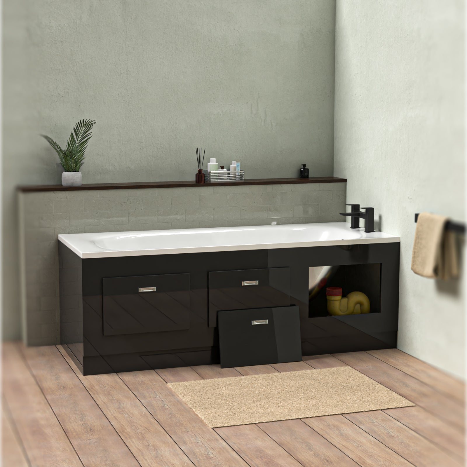 1700 x 480mm PVC Removable Magnetic Door Bath Panel Anthracite