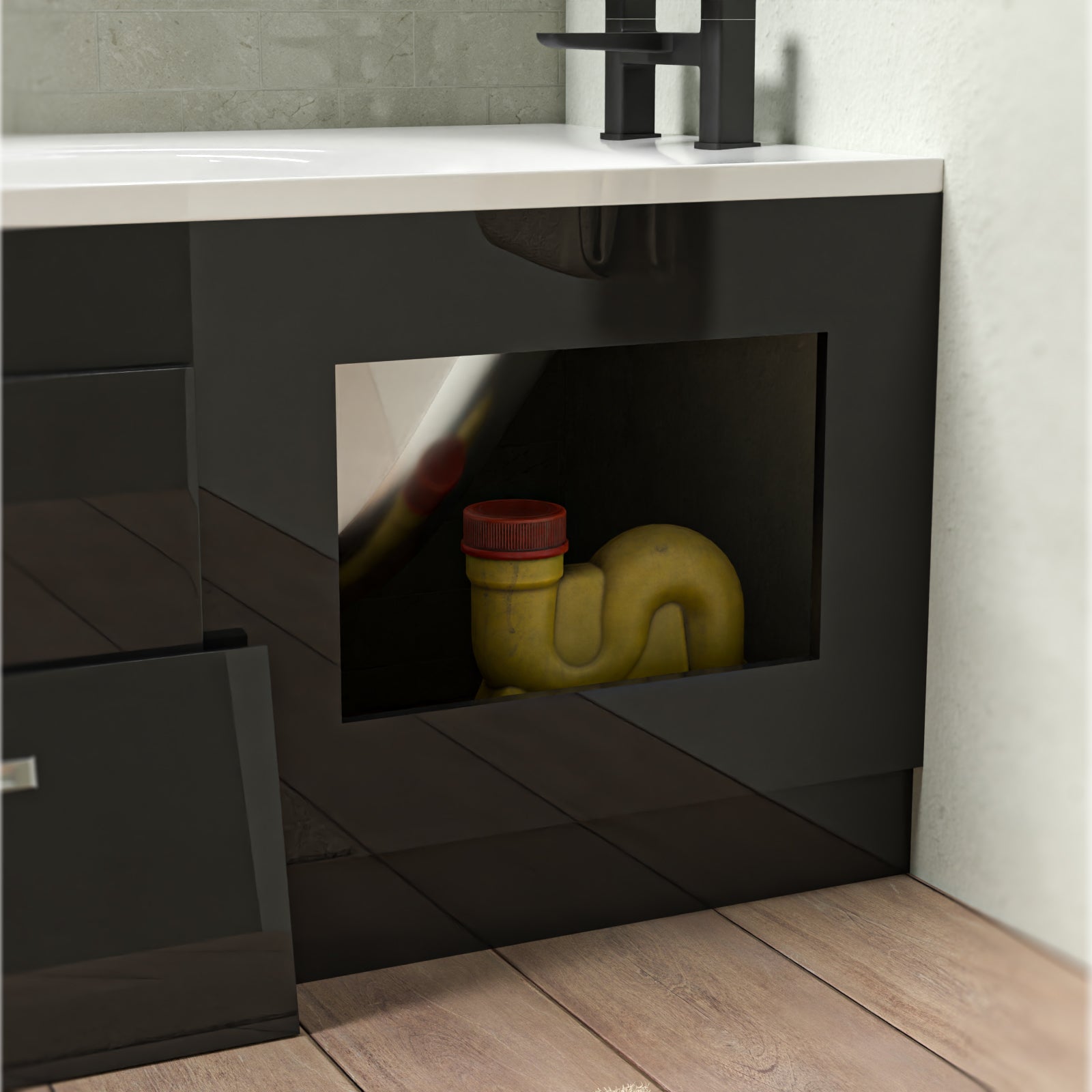 1700 x 480mm PVC Removable Magnetic Door Bath Panel Anthracite