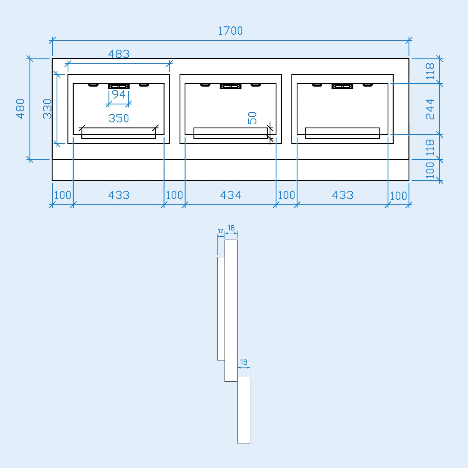 1700 x 480mm PVC Removable Magnetic Door Bath Panel Anthracite