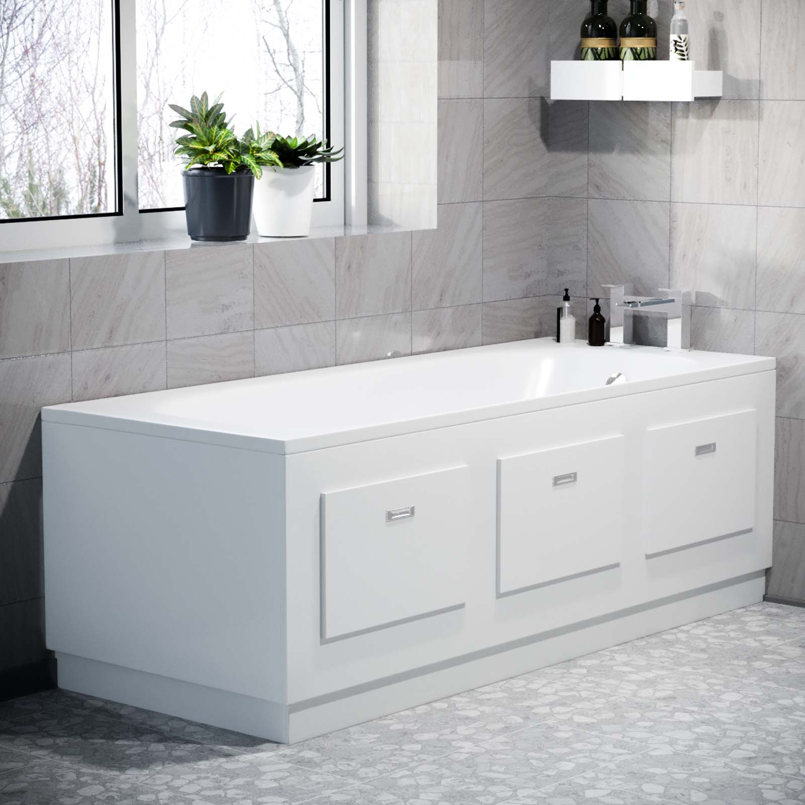White 1700mm Magnetic Door Durable PVC Front and End Bath Panel