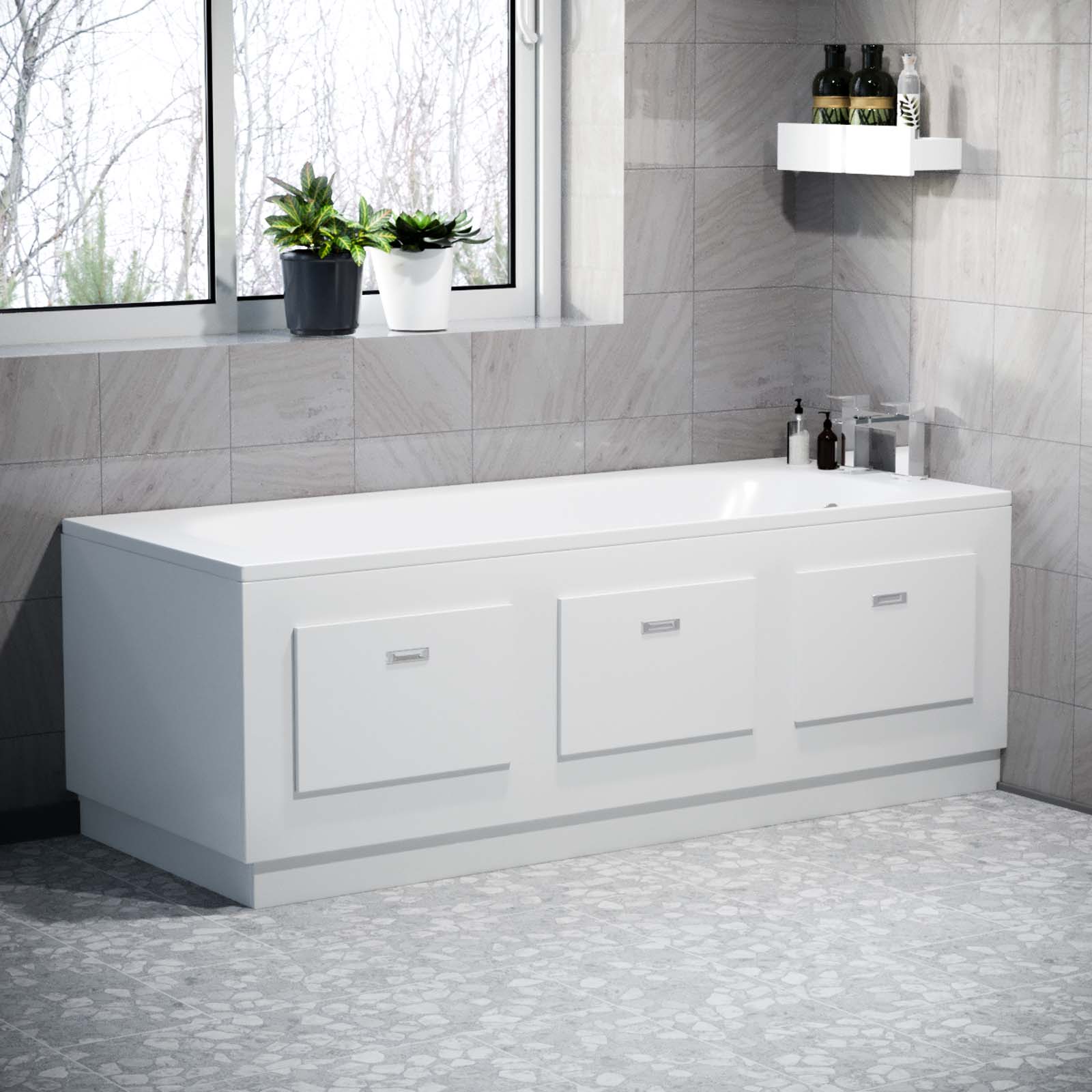 White 1700mm Magnetic Door Durable PVC Front and End Bath Panel