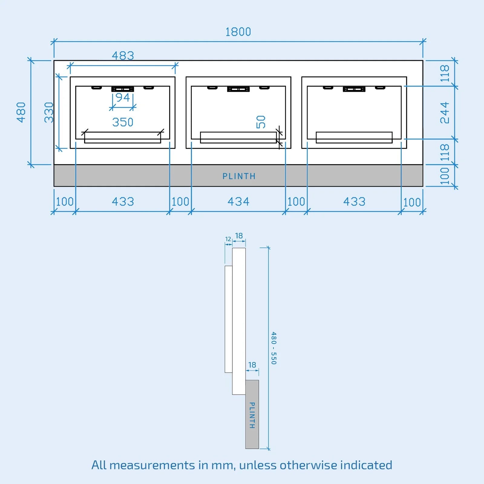 White PVC 1800mm Front & End Bath Panels with Magnetic Door - Adjustable Height