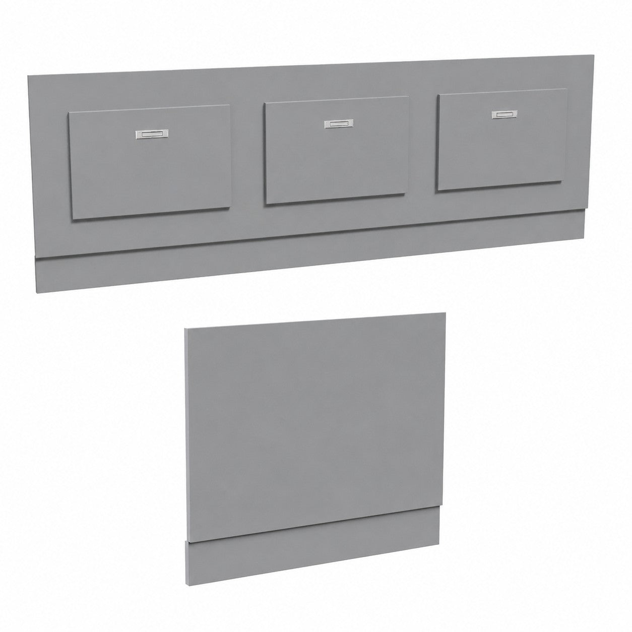 Matte Grey PVC 1800mm Front & End Bath Panels with Magnetic Door - Adjustable Height