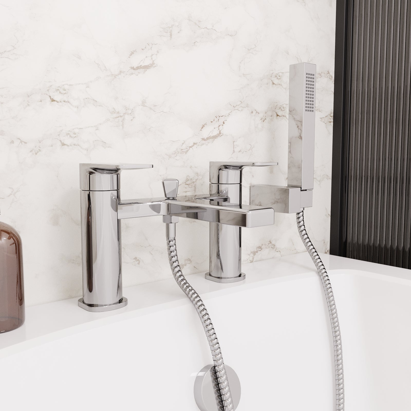 Alex Deck Mounted Chrome Bath Shower Mixer Tap with Shower Handset