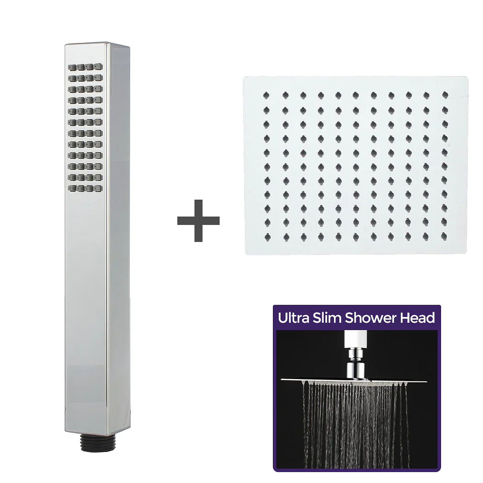 Olive Square 3 Way Concealed Thermostatic Shower Mixer Valve, Shower Head, Handheld, Bath Filler Set Chrome