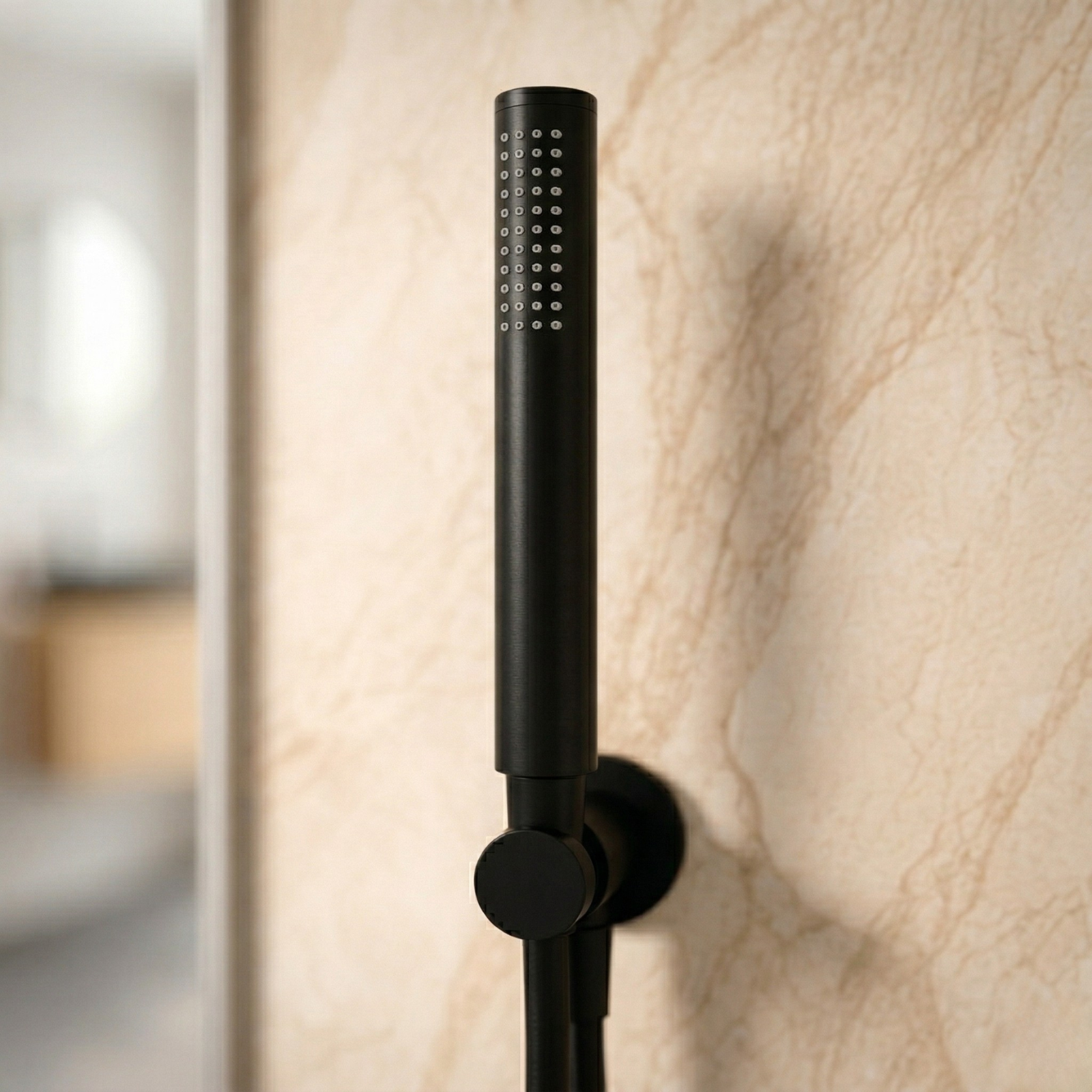 Onyx 2 Dial 1 Outlet Modern Round Matte Black Concealed Thermostatic Shower Valve with Handheld Shower Set