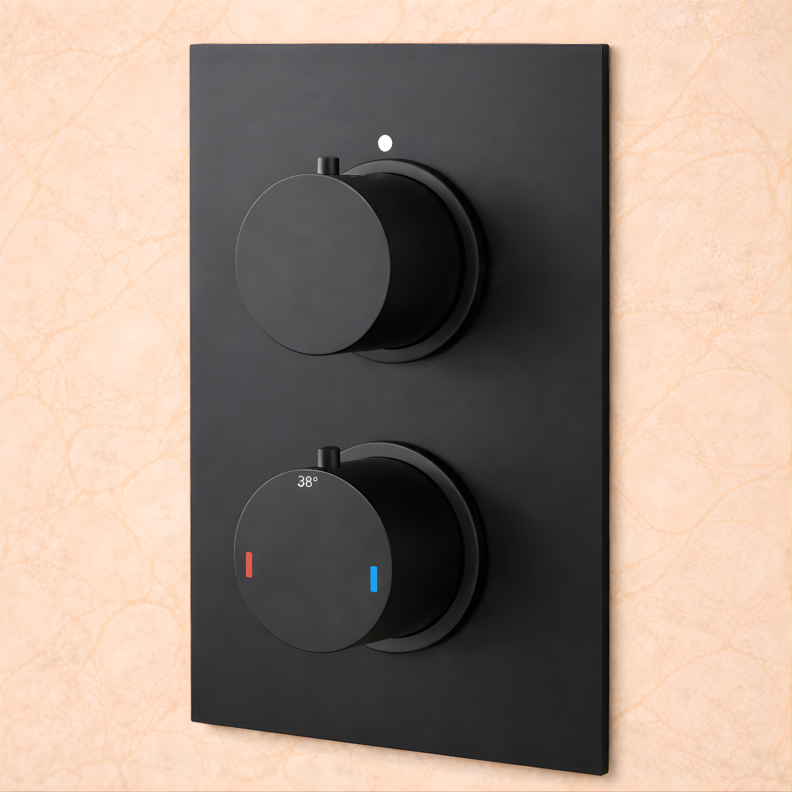 Onyx 2 Dial 1 Outlet Modern Round Matte Black Concealed Thermostatic Shower Valve with Handheld Shower Set