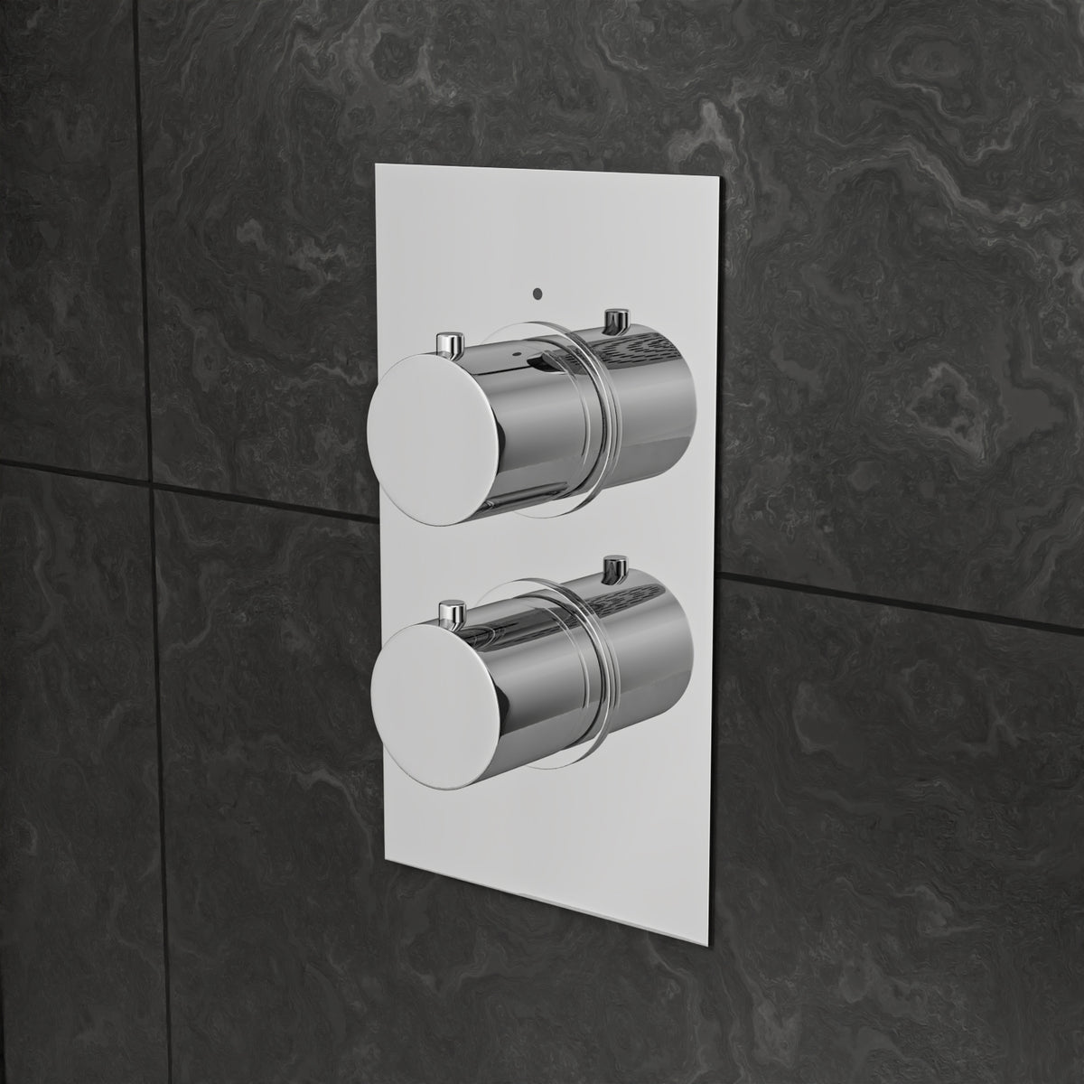 2 Dial 1 Way Round Concealed Thermostatic Shower Valve & Head