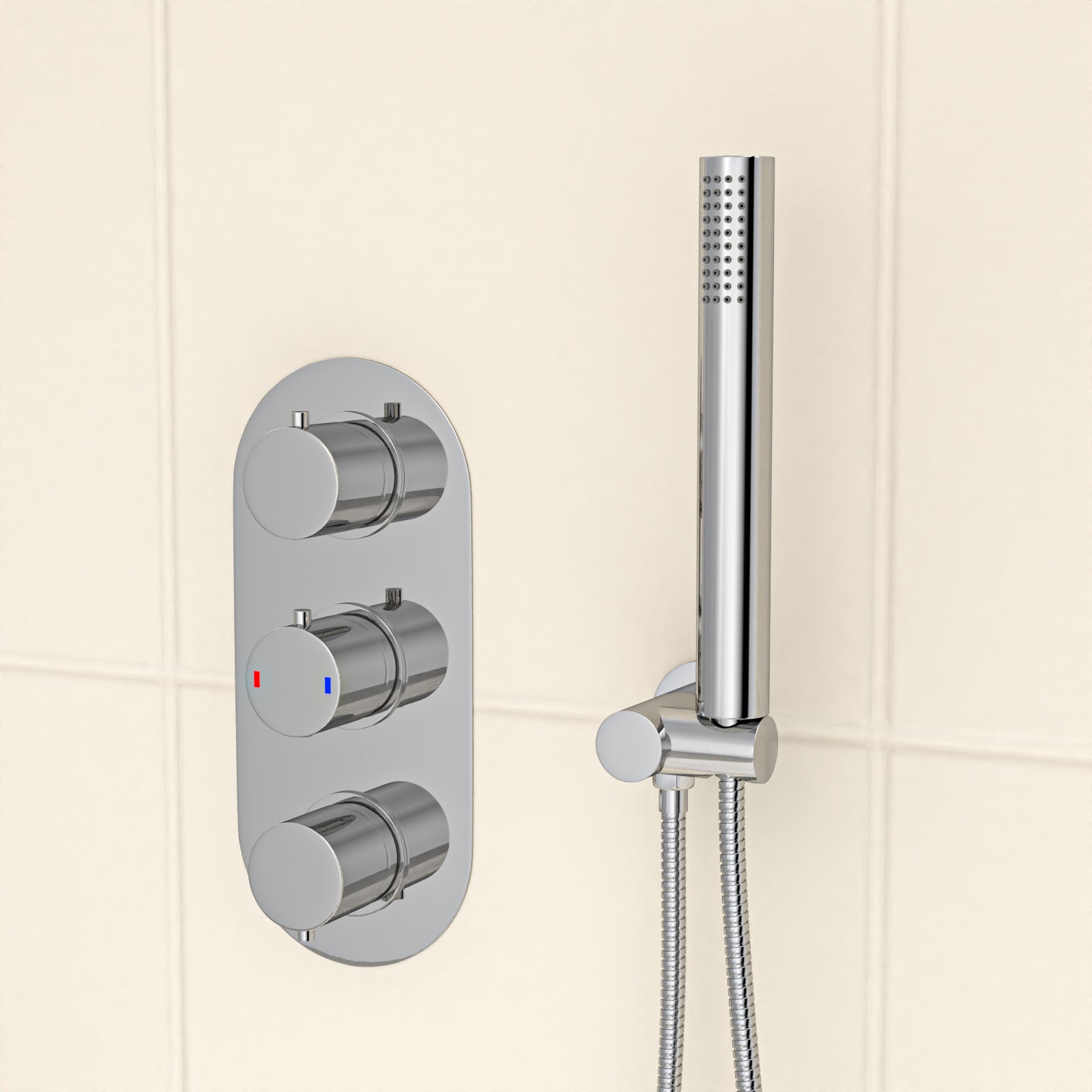 3 Dial 3 Outlet concealed thermostatic Shower Set with Bath Filler