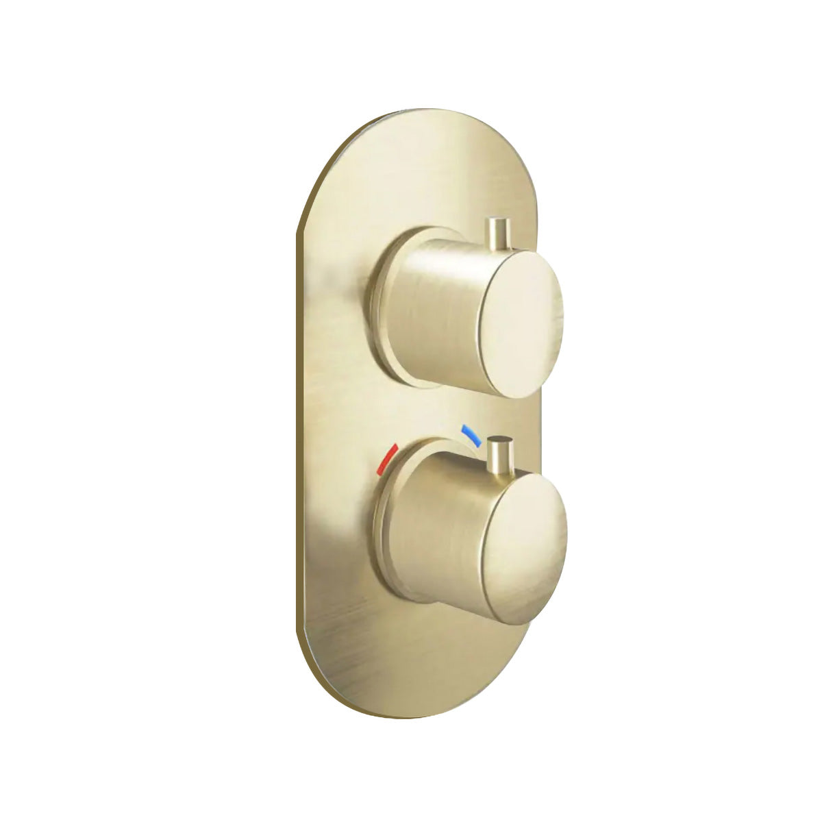 Round 2 Dials Concealed Thermostatic Shower Mixer Valves Brushed Brass